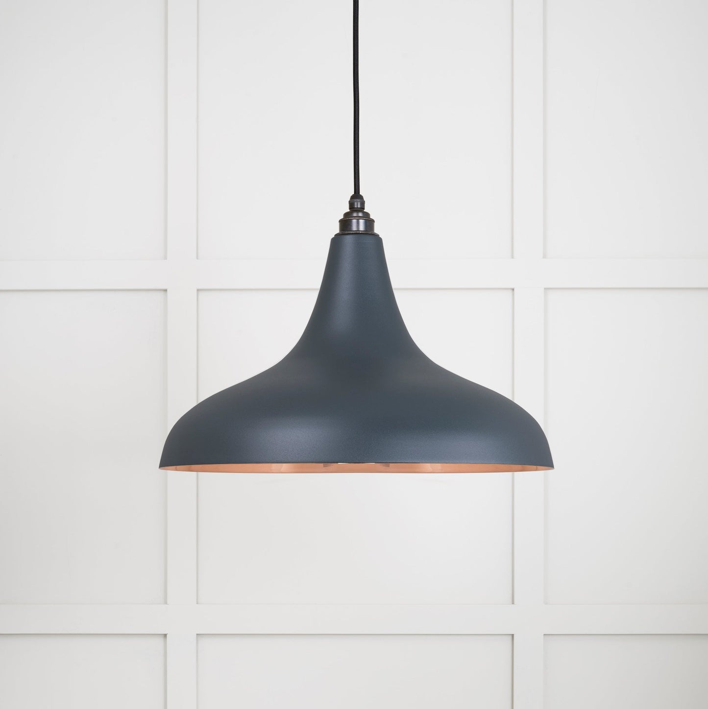 Smooth Copper Frankley Pendant Light Soot, Front Side.