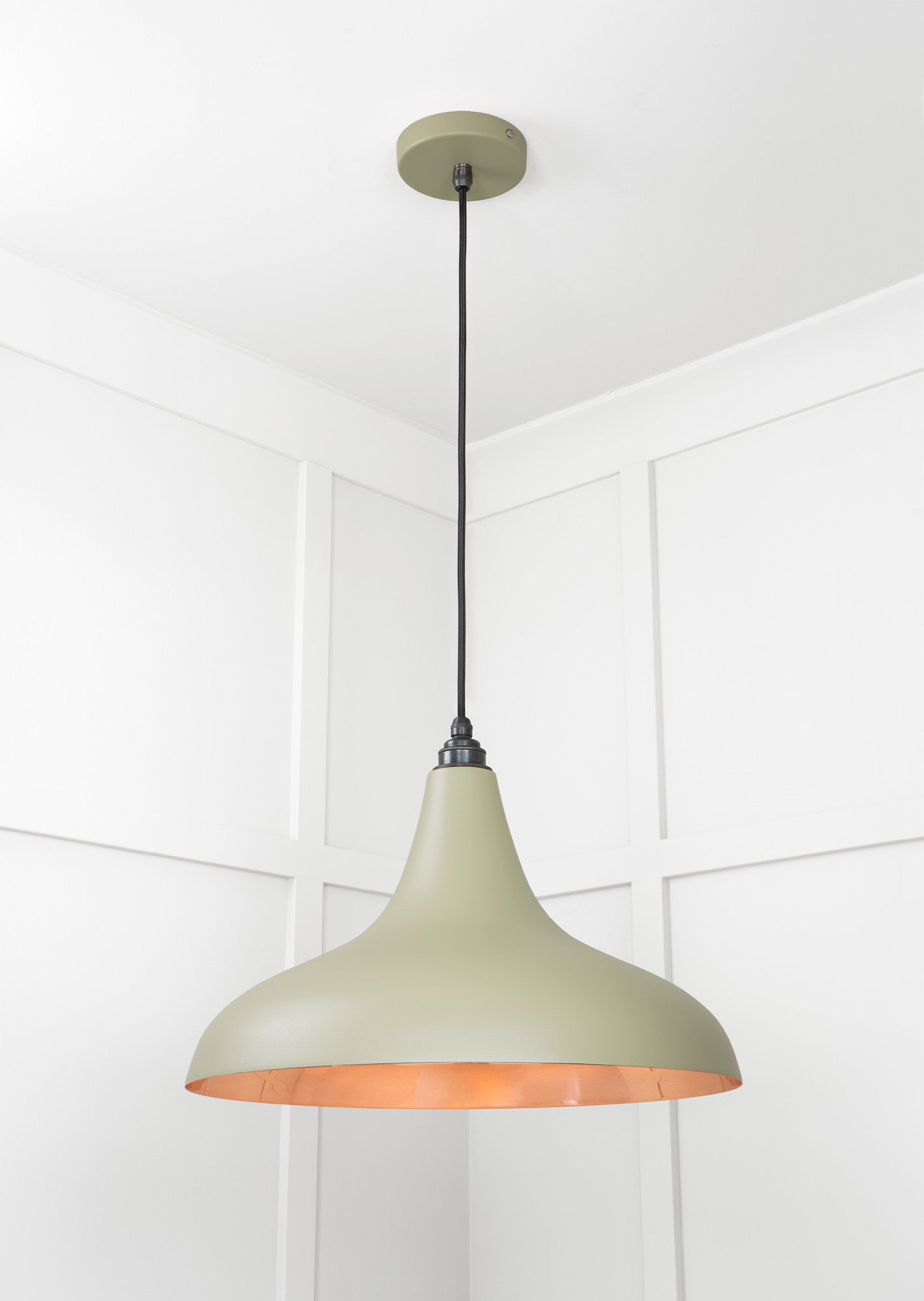 Smooth Copper Frankley Pendant Light Tump, Underside.
