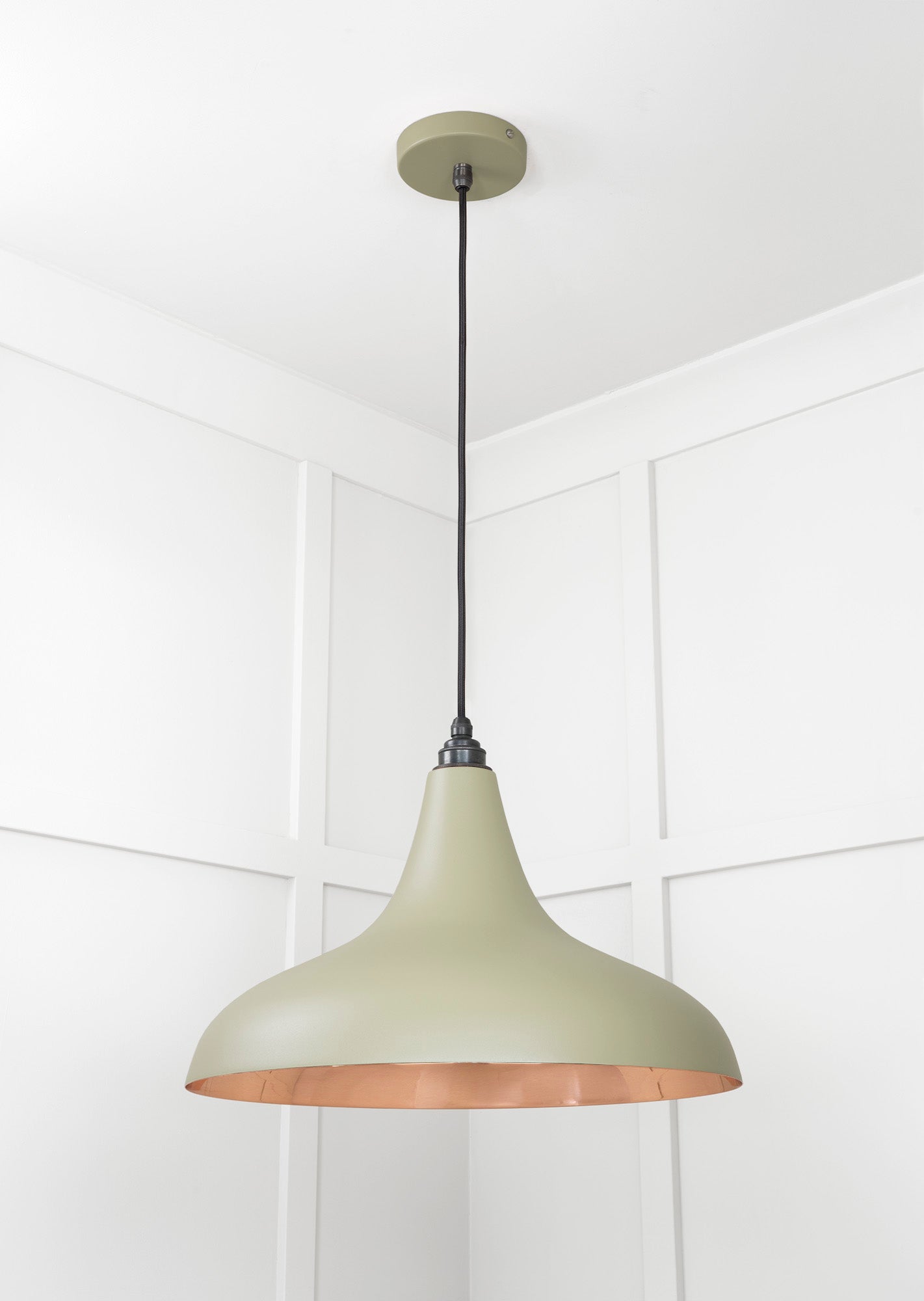 Smooth Copper Frankley Pendant Light Tump, Underside.