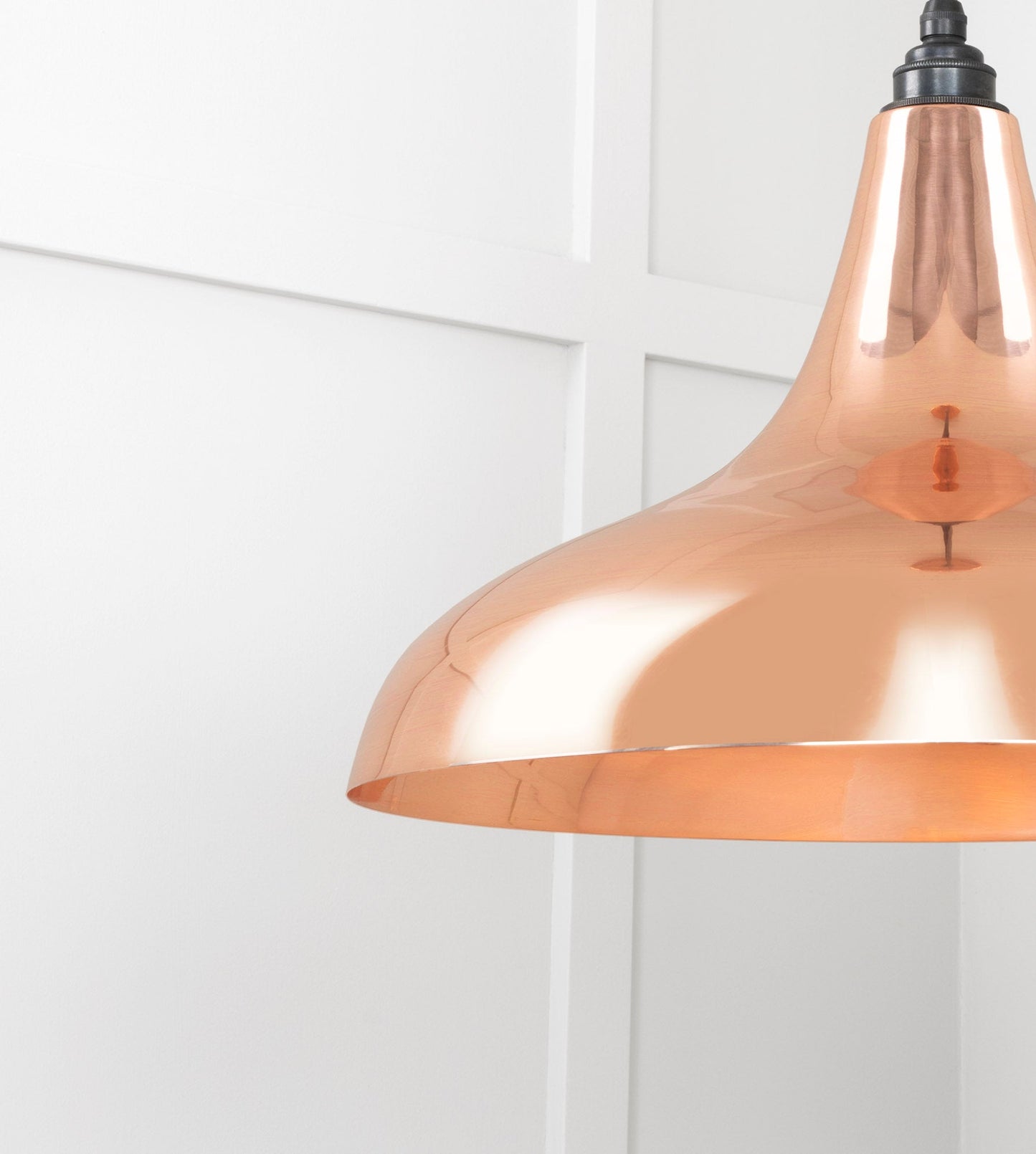 Smooth Copper Frankley Pendant Light , Detailed close up view of pendant.