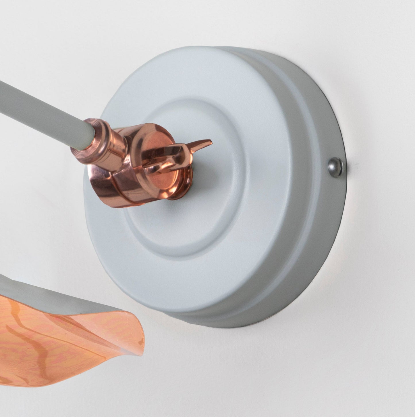 Smooth Copper Flora Wall Light Birch, close up view of fitting and cable.