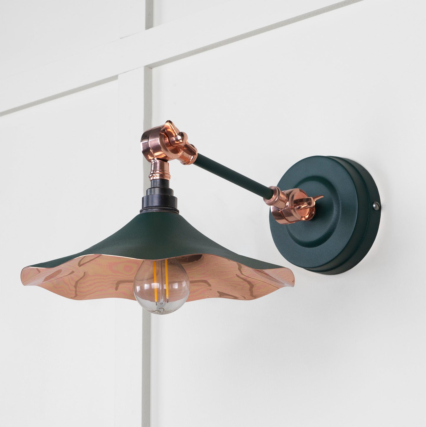 Smooth Copper Flora Wall Light Dingle, Front Side.
