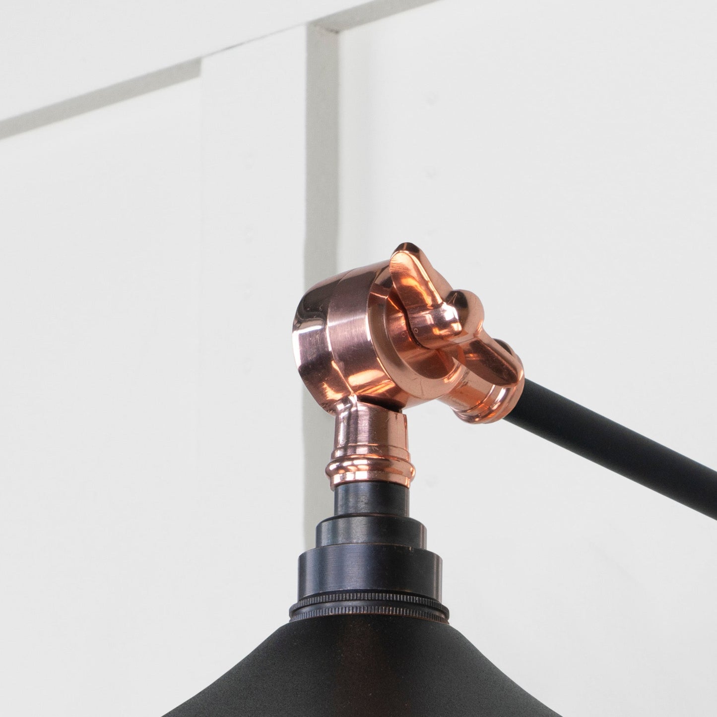 Smooth Copper Flora Wall Light Elan Black, Detailed close up view of pendant.
