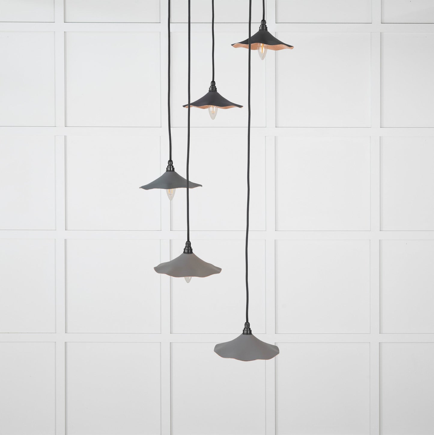 Smooth Copper Flora Cluster Pendant Light Bluff, Front Side.