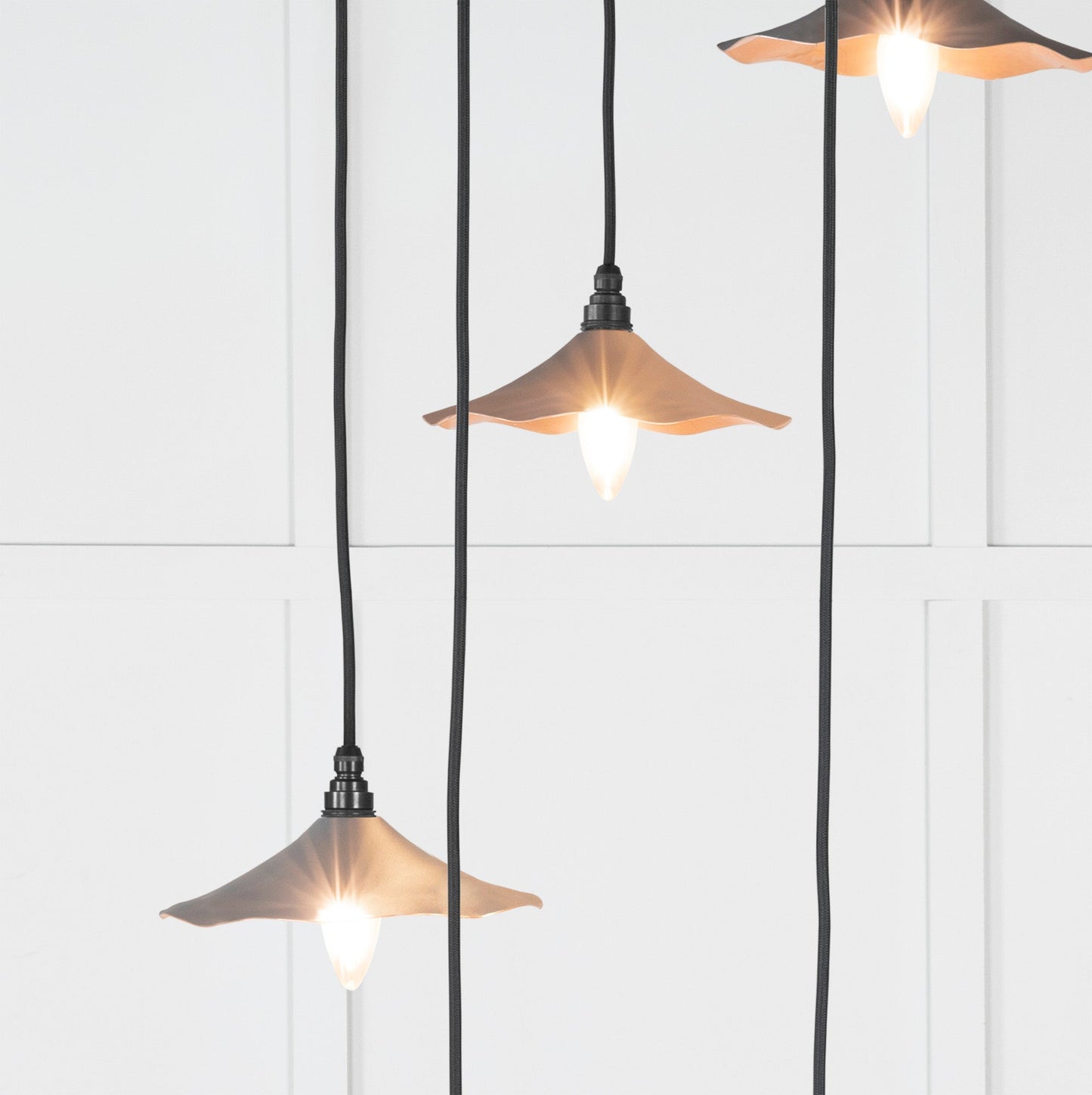 Smooth Copper Flora Cluster Pendant Light Bluff, Underside.