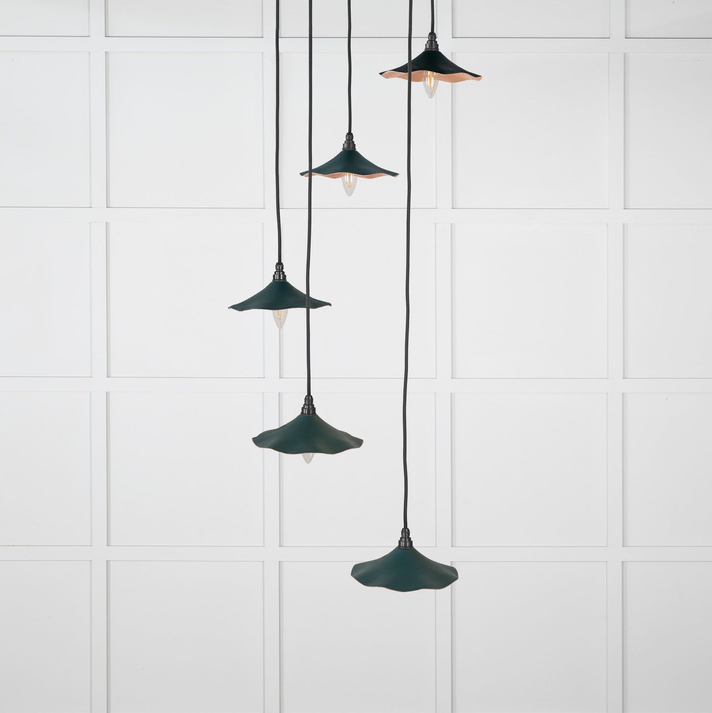 Smooth Copper Flora Cluster Pendant Light Dingle, Front Side.