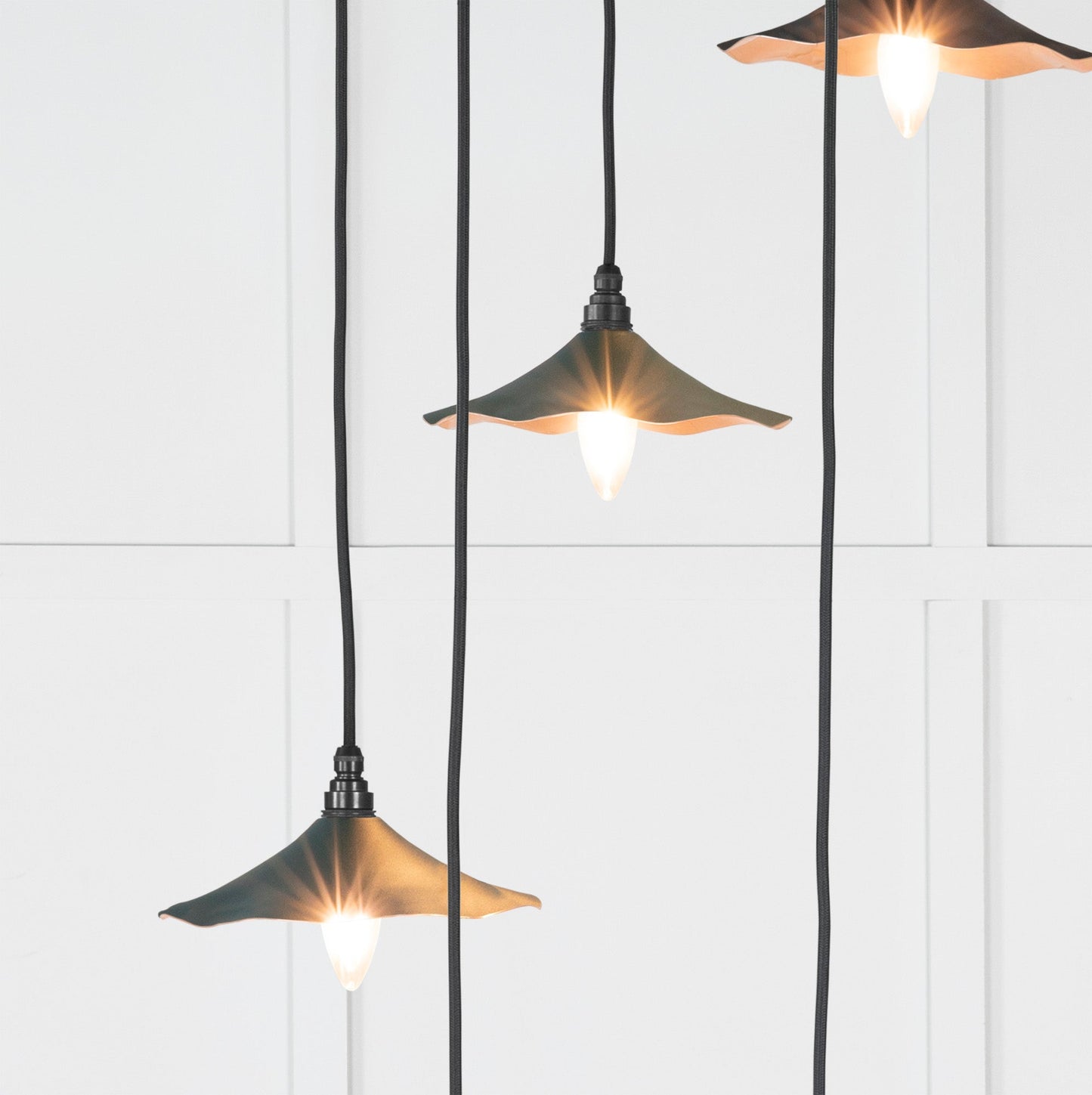Smooth Copper Flora Cluster Pendant Light Dingle, Underside.