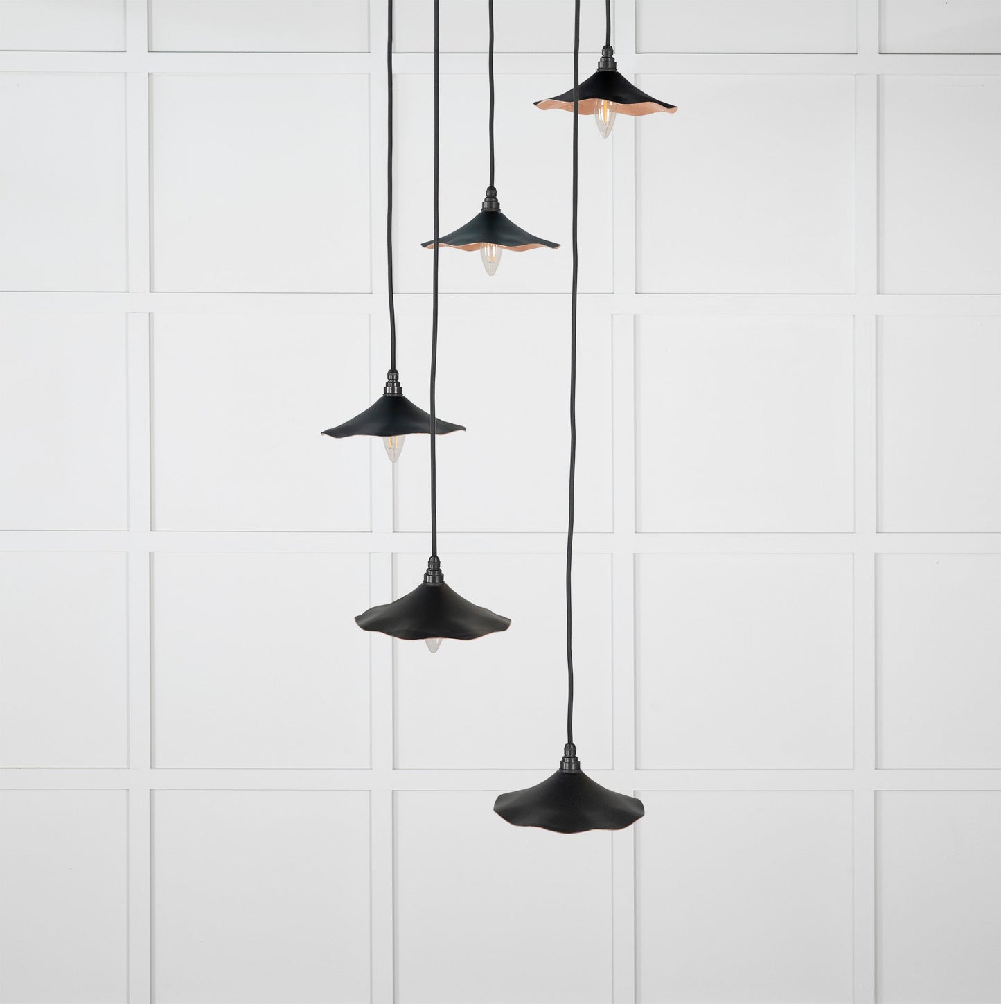 Smooth Copper Flora Cluster Pendant Light Elan Black, Front Side.