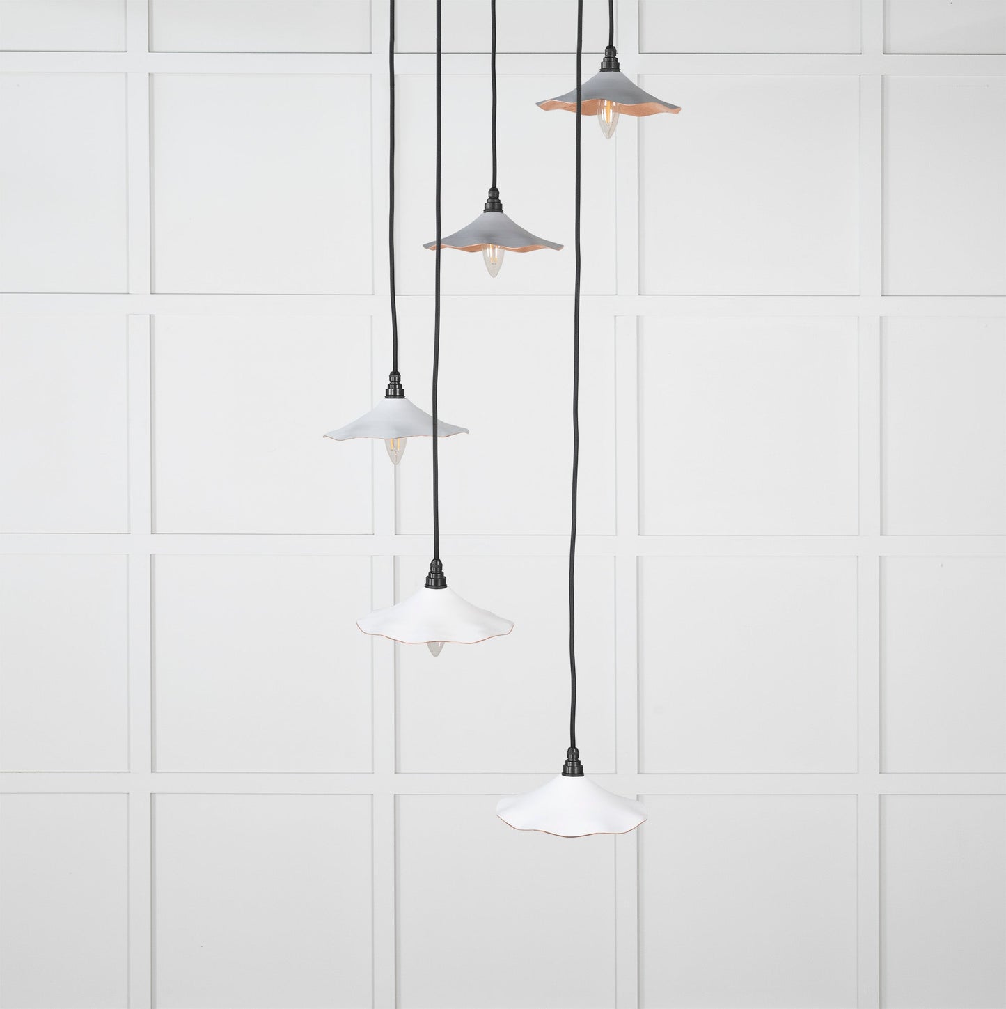 Smooth Copper Flora Cluster Pendant Light Flock, Front Side.