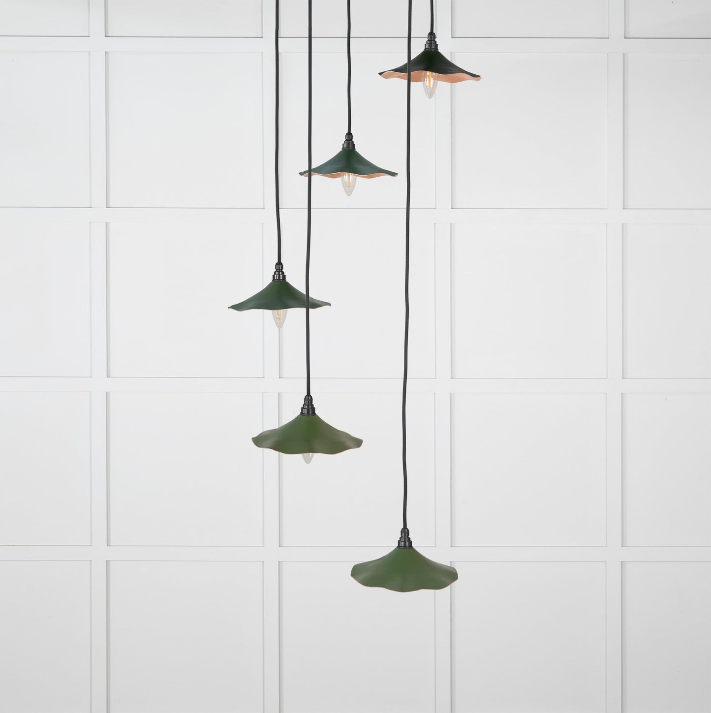 Smooth Copper Flora Cluster Pendant Light Heath, Front Side.