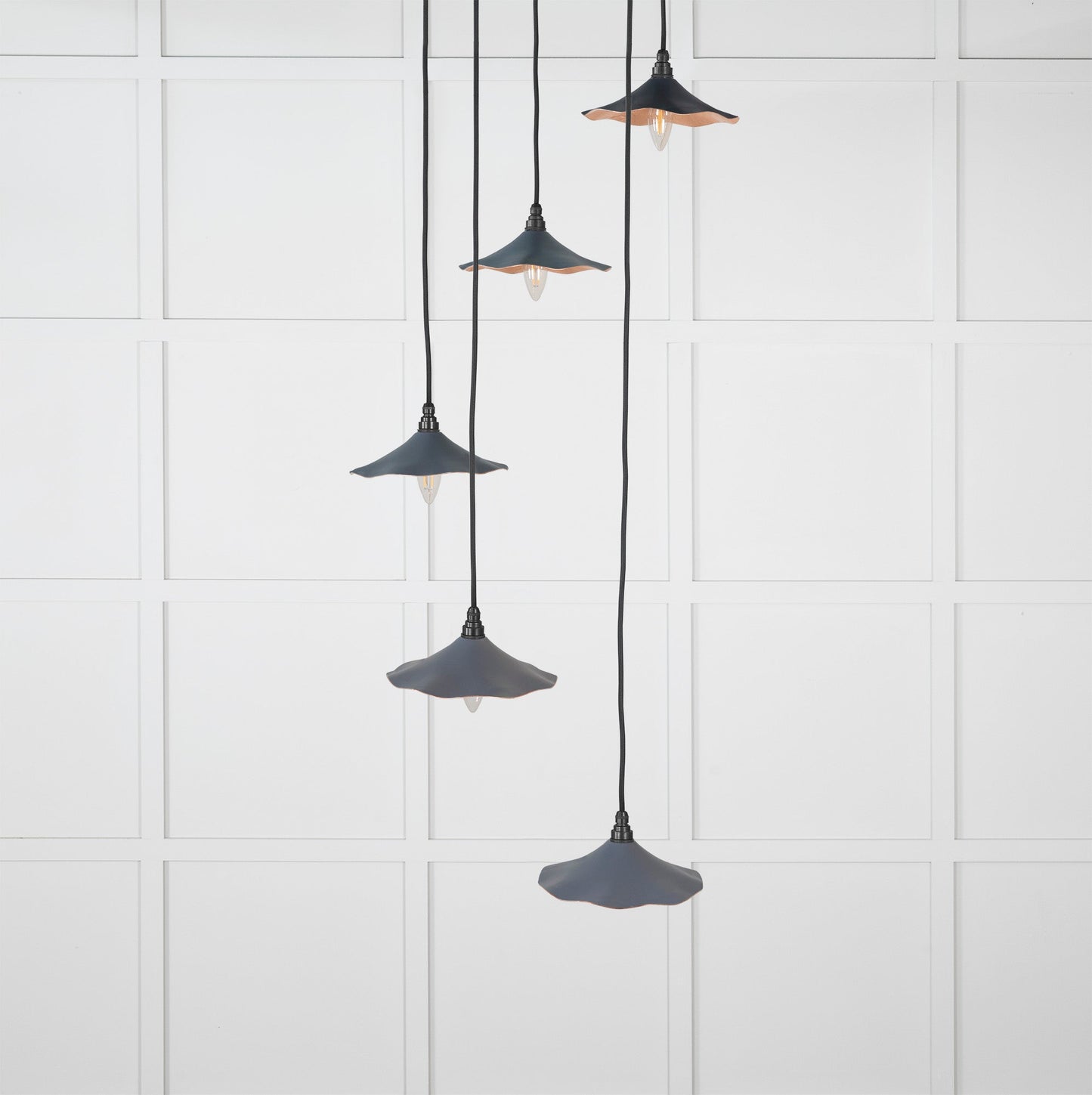 Smooth Copper Flora Cluster Pendant Light Slate, Front Side.