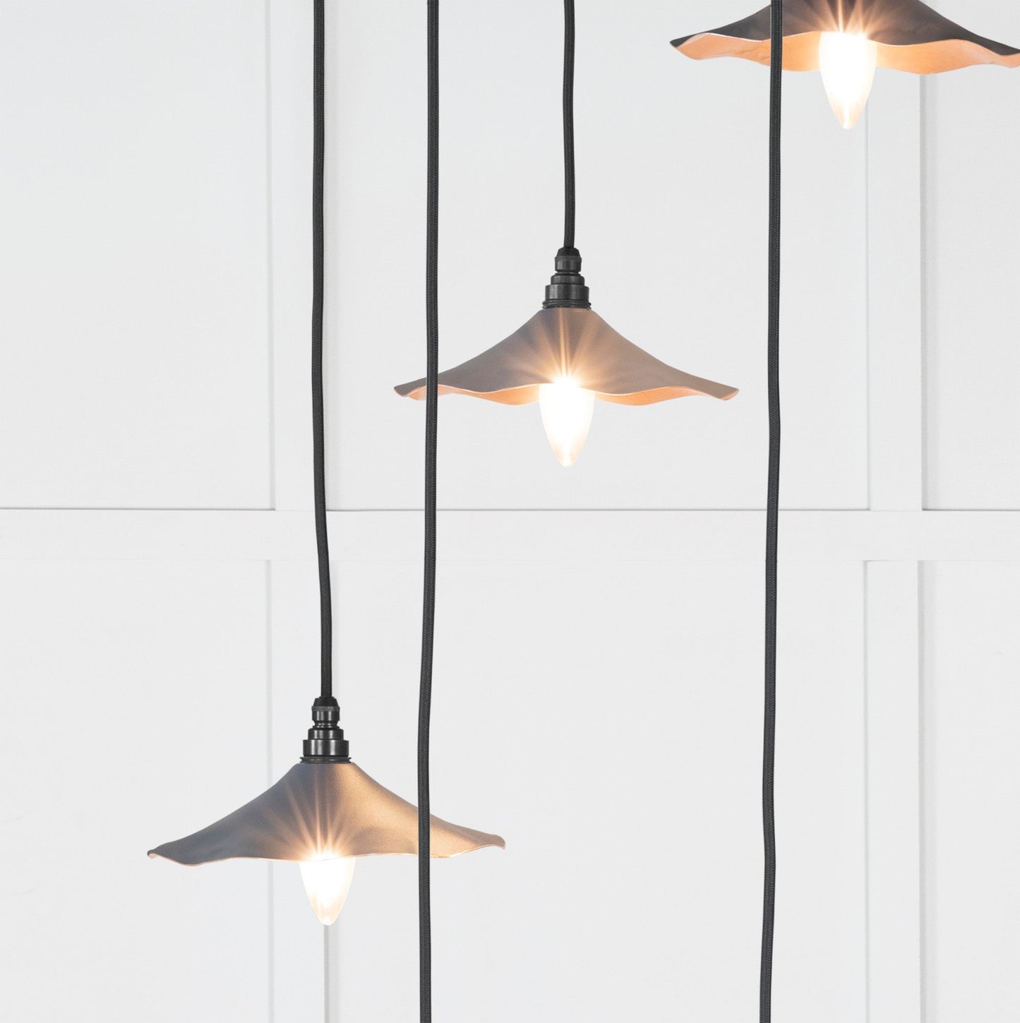 Smooth Copper Flora Cluster Pendant Light Slate, Underside.