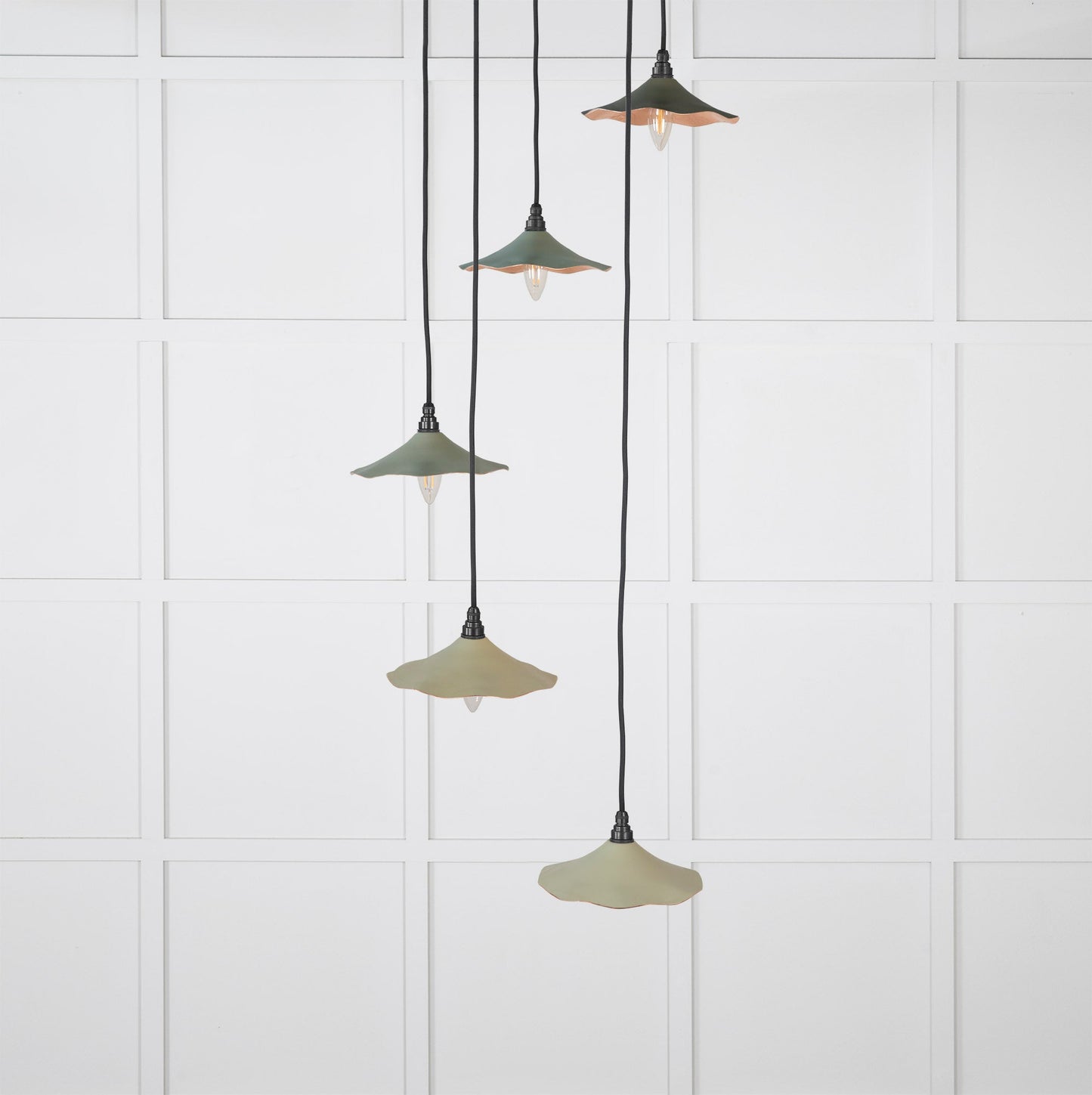 Smooth Copper Flora Cluster Pendant Light Tump, Front Side.