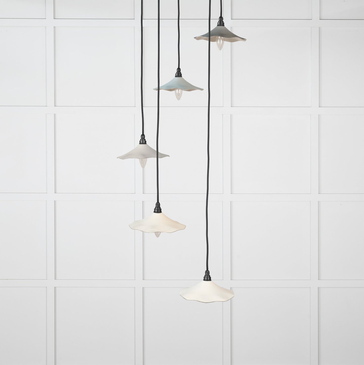 Smooth Nickel Flora Cluster Pendant Light Teasel, Front Side.