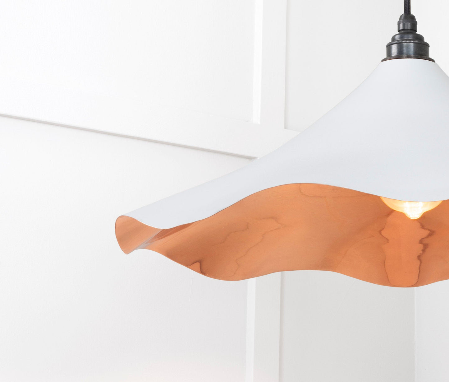 Smooth Copper Flora Pendant Light Birch, Detailed close up view of pendant.