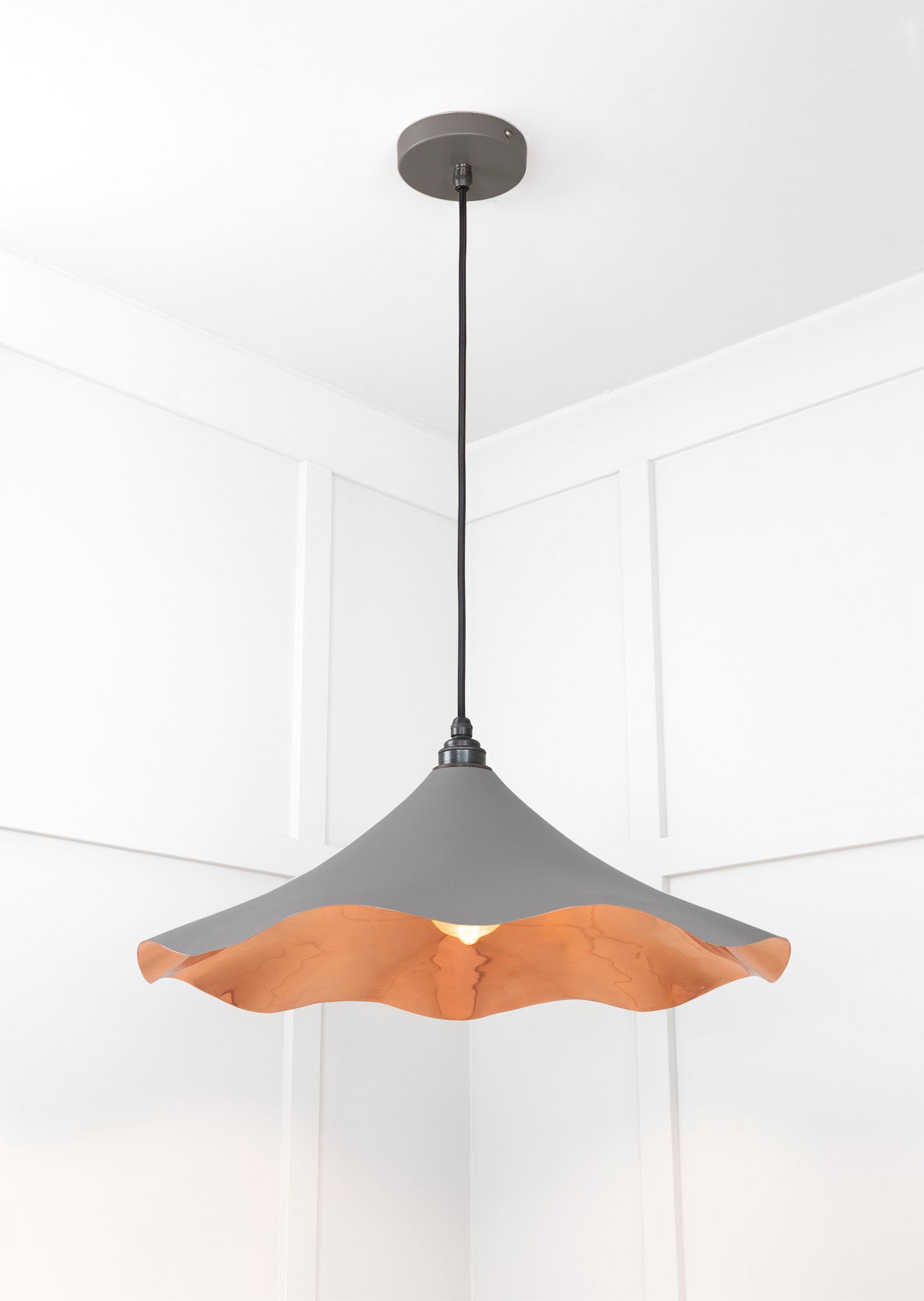 Smooth Copper Flora Pendant Light Bluff, Underside.