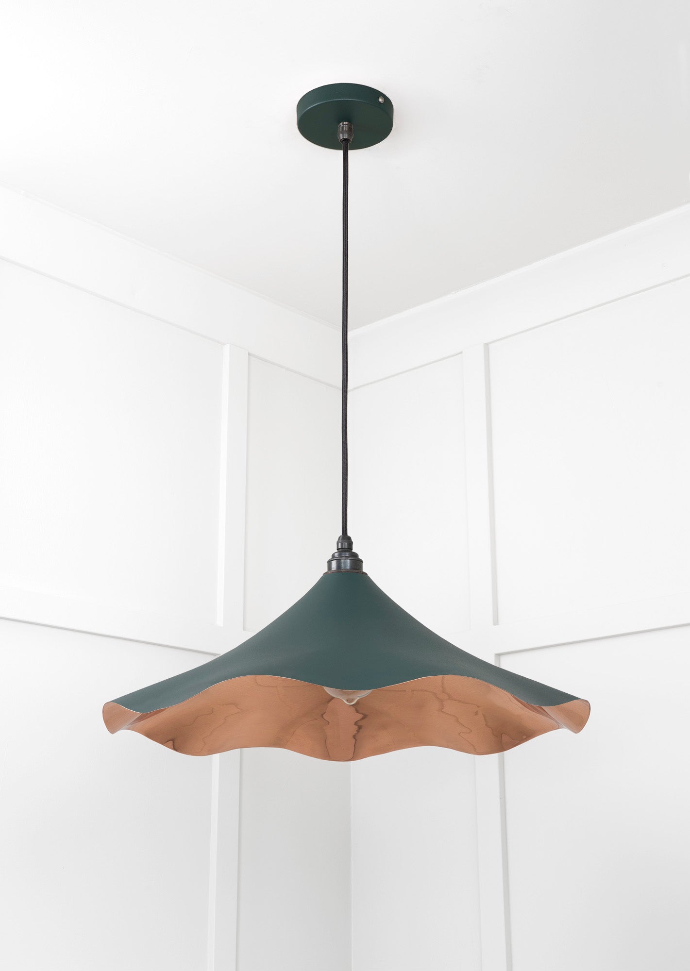 Smooth Copper Flora Pendant Light Dingle, Underside.