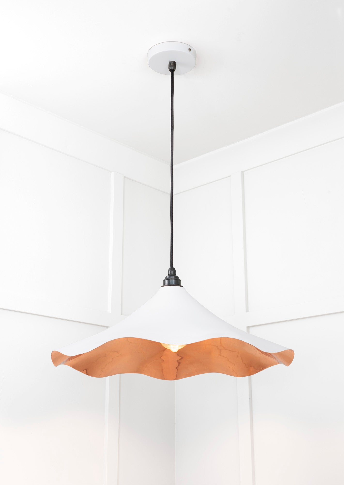 Smooth Copper Flora Pendant Light Flock, Underside.
