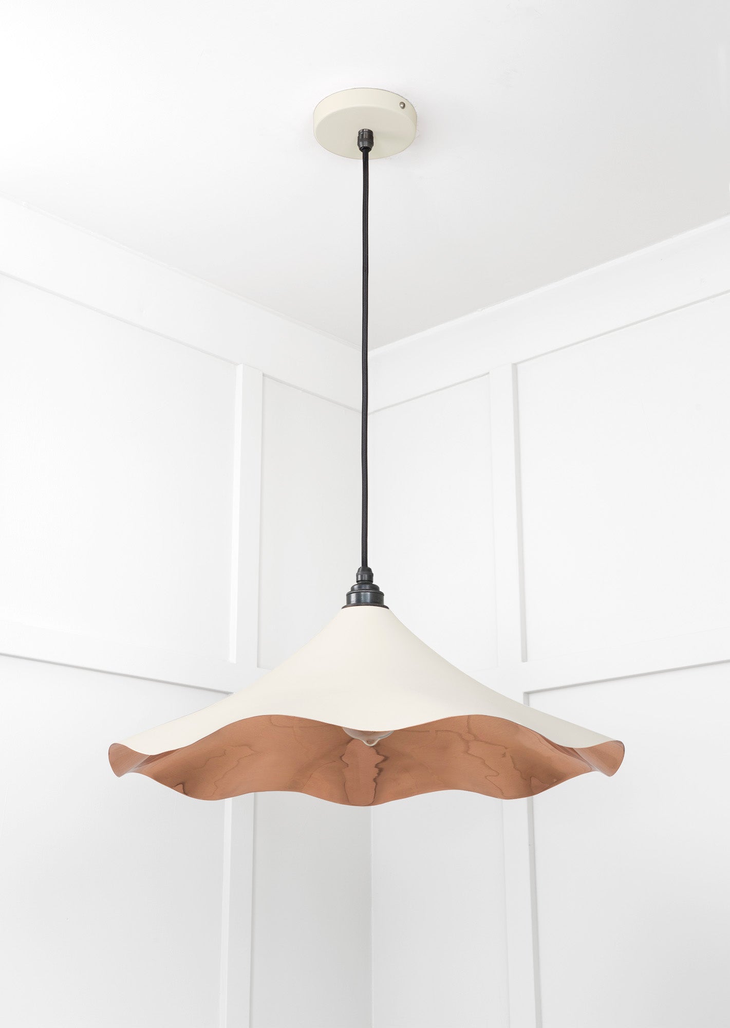 Smooth Copper Flora Pendant Light Teasel, Underside.