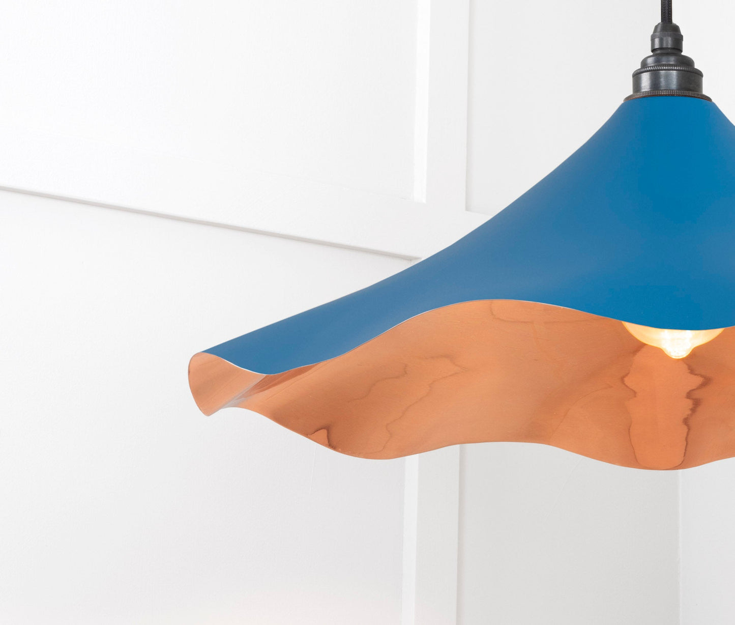 Smooth Copper Flora Pendant Light Upstream, Detailed close up view of pendant.