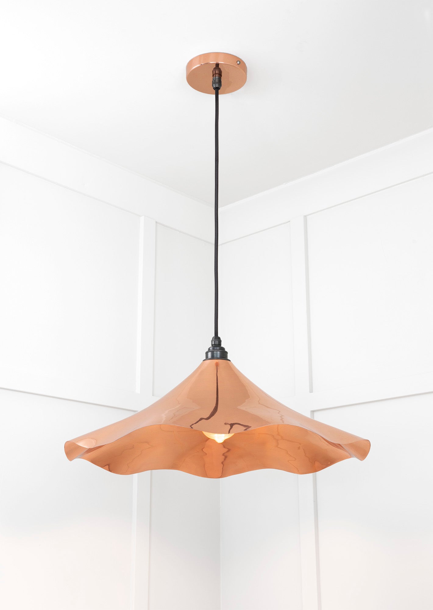 Smooth Copper Flora Pendant Light , Underside.