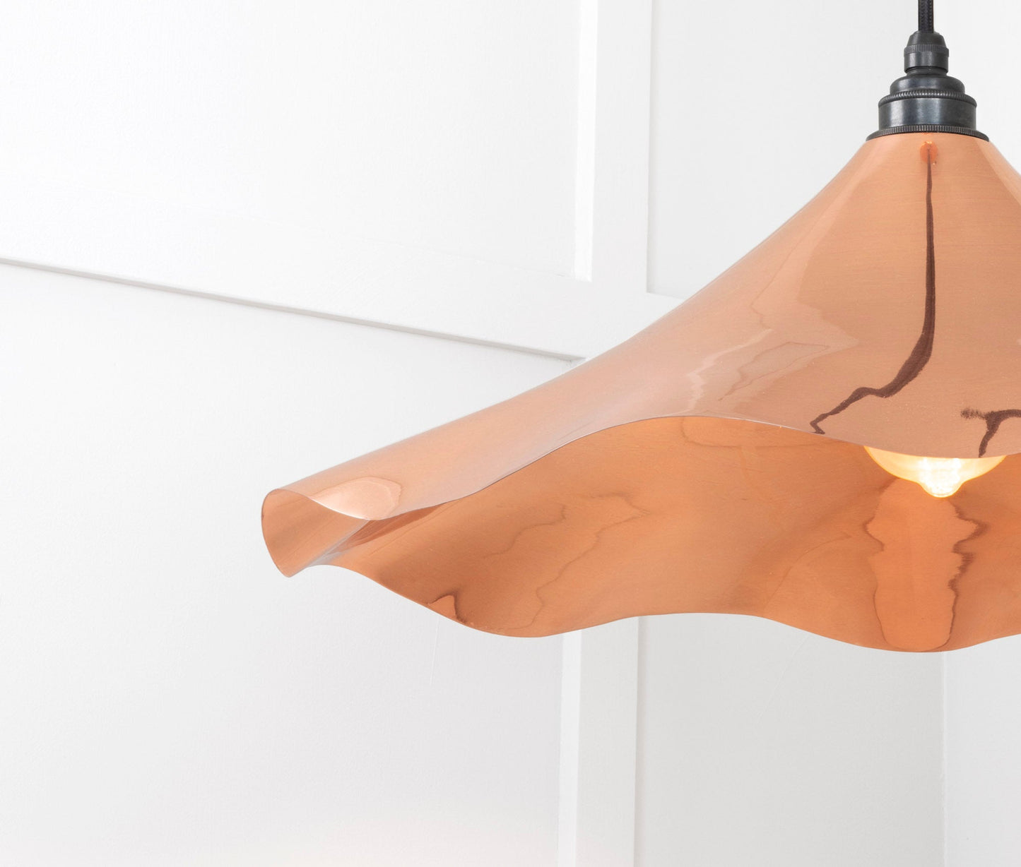 Smooth Copper Flora Pendant Light , Detailed close up view of pendant.