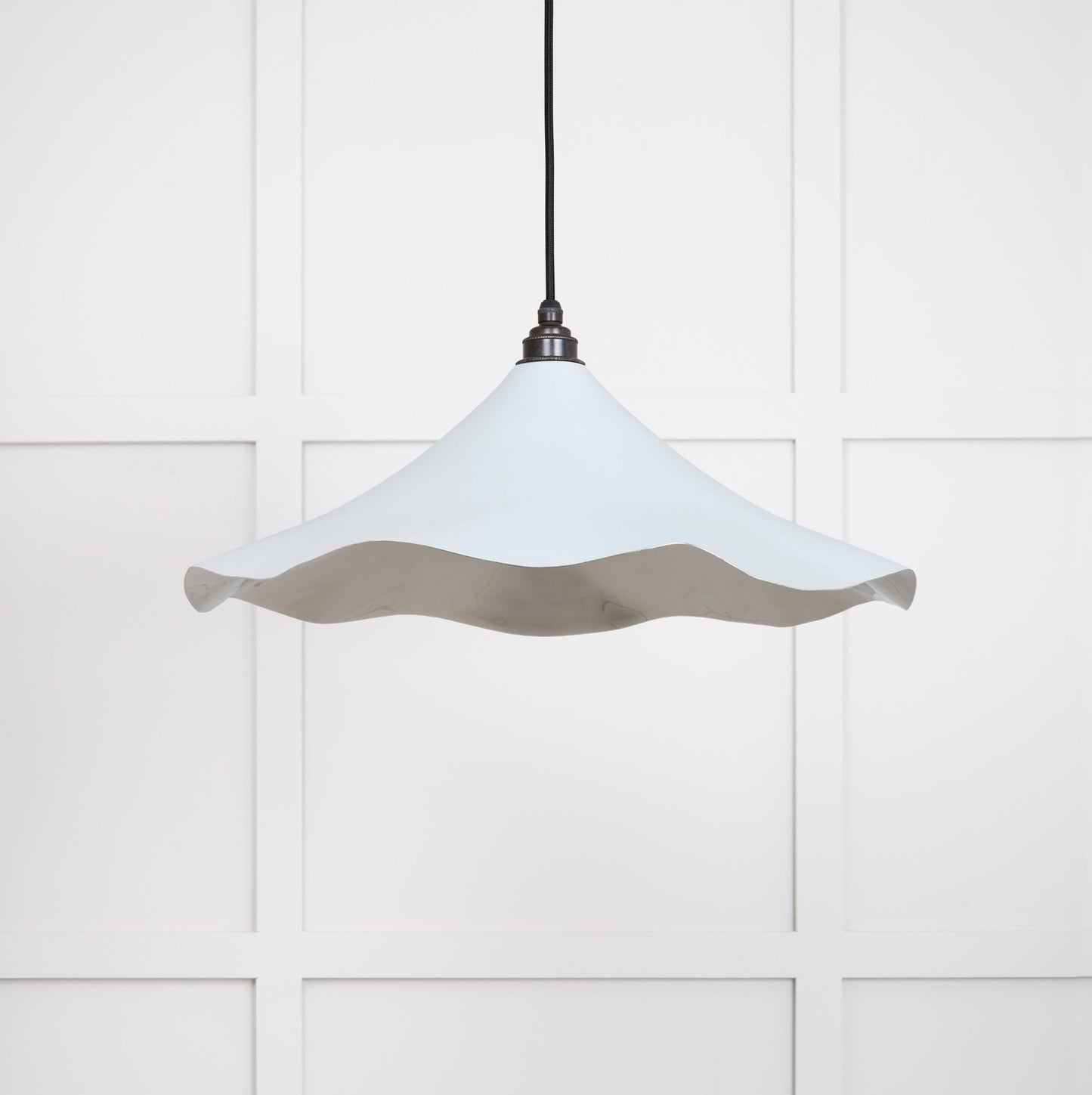 Smooth Nickel Flora Pendant Light Birch, Front Side.