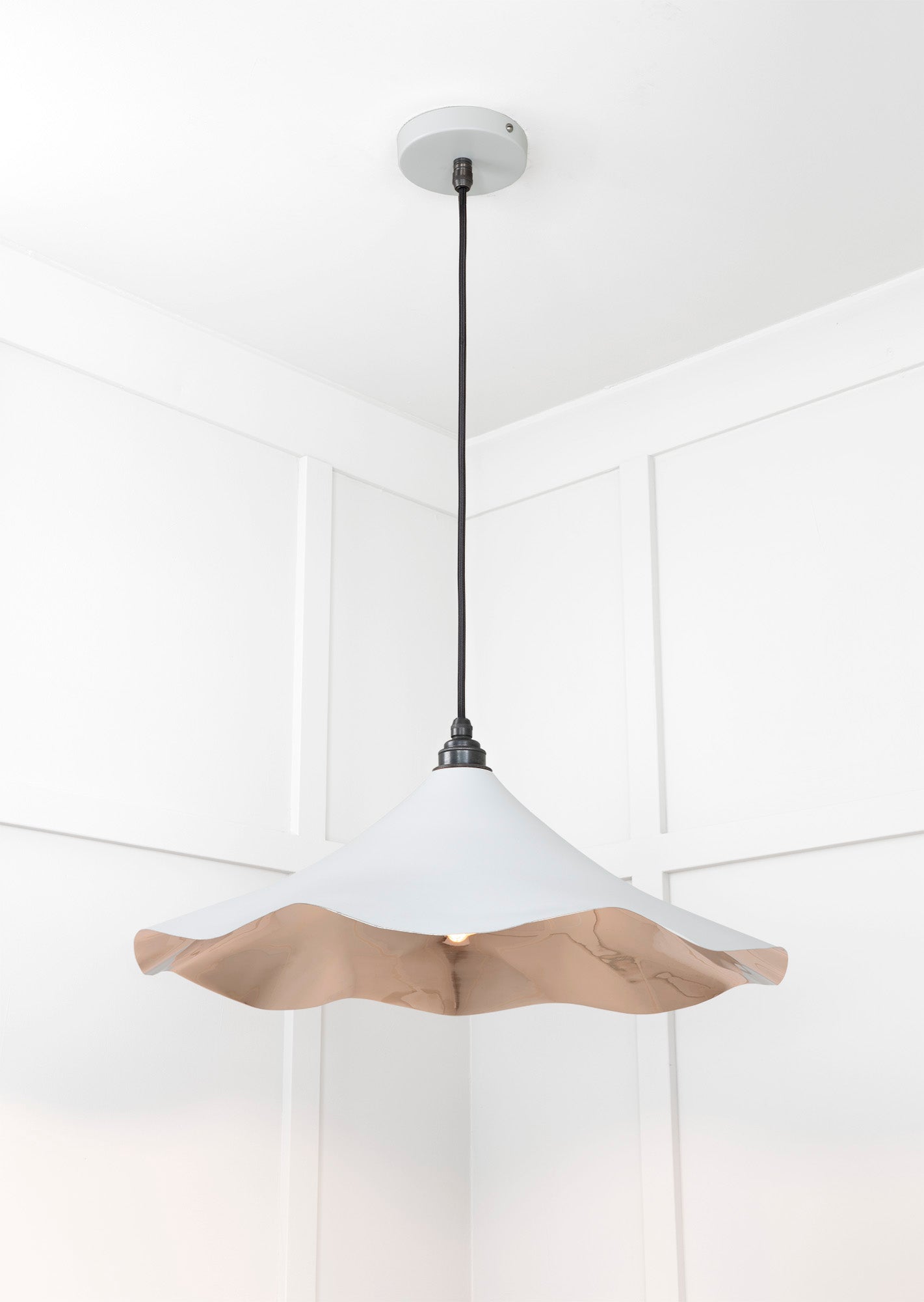 Smooth Nickel Flora Pendant Light Birch, Underside.
