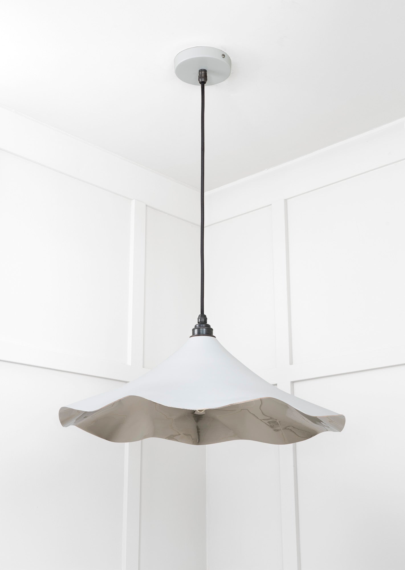 Smooth Nickel Flora Pendant Light Birch, Underside.