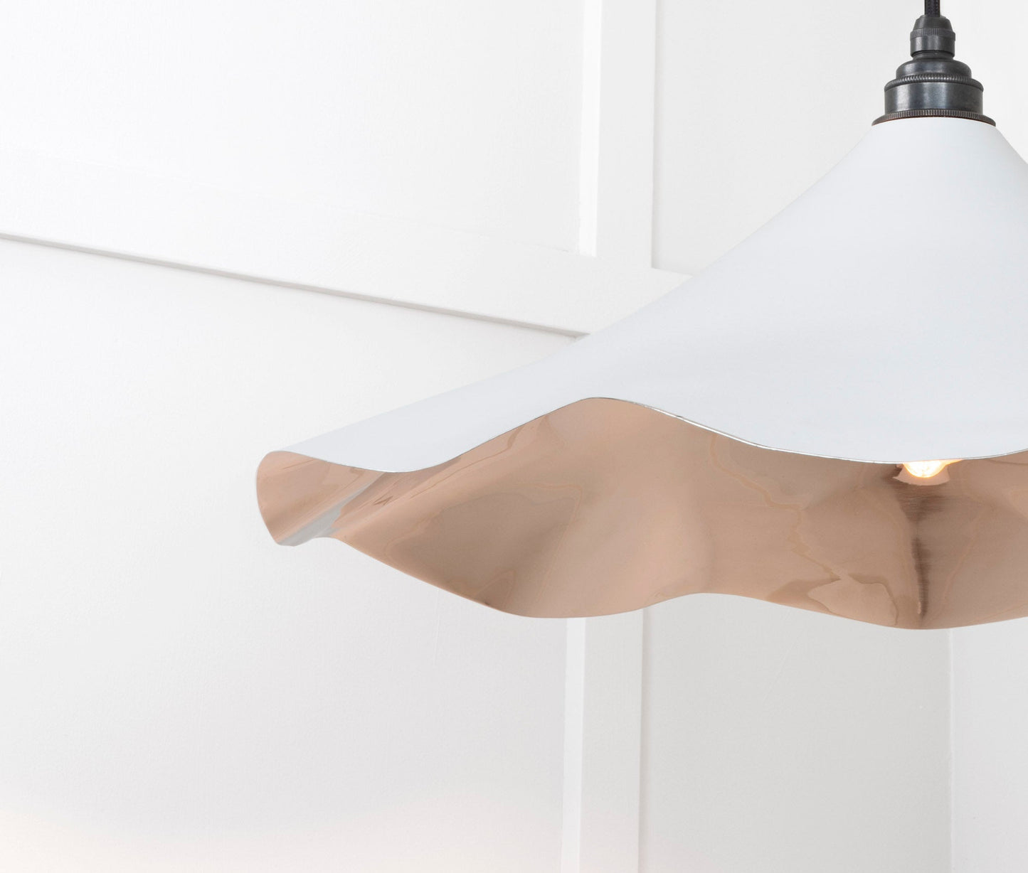 Smooth Nickel Flora Pendant Light Birch, Detailed close up view of pendant.