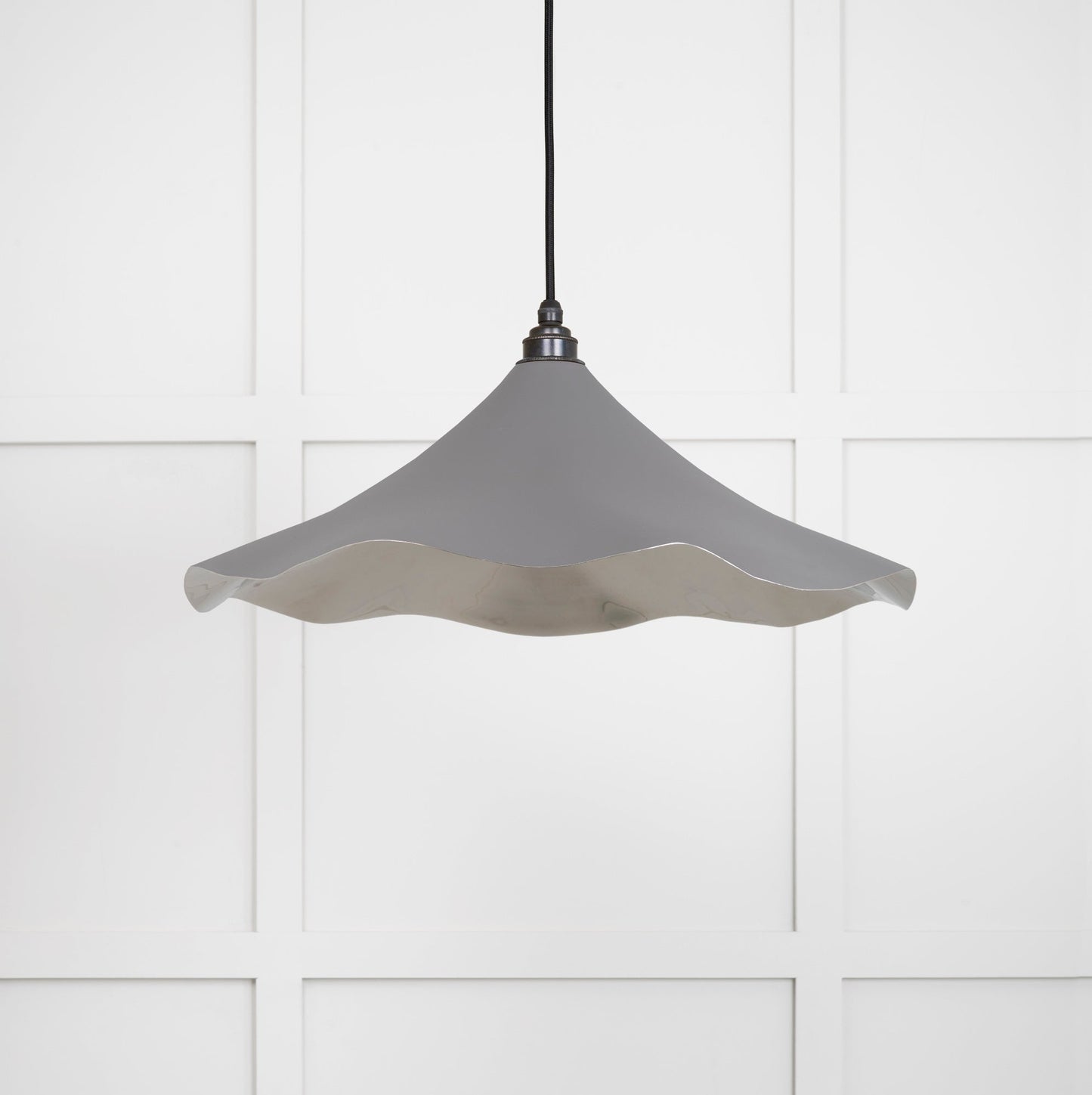 Smooth Nickel Flora Pendant Light Bluff, Front Side.