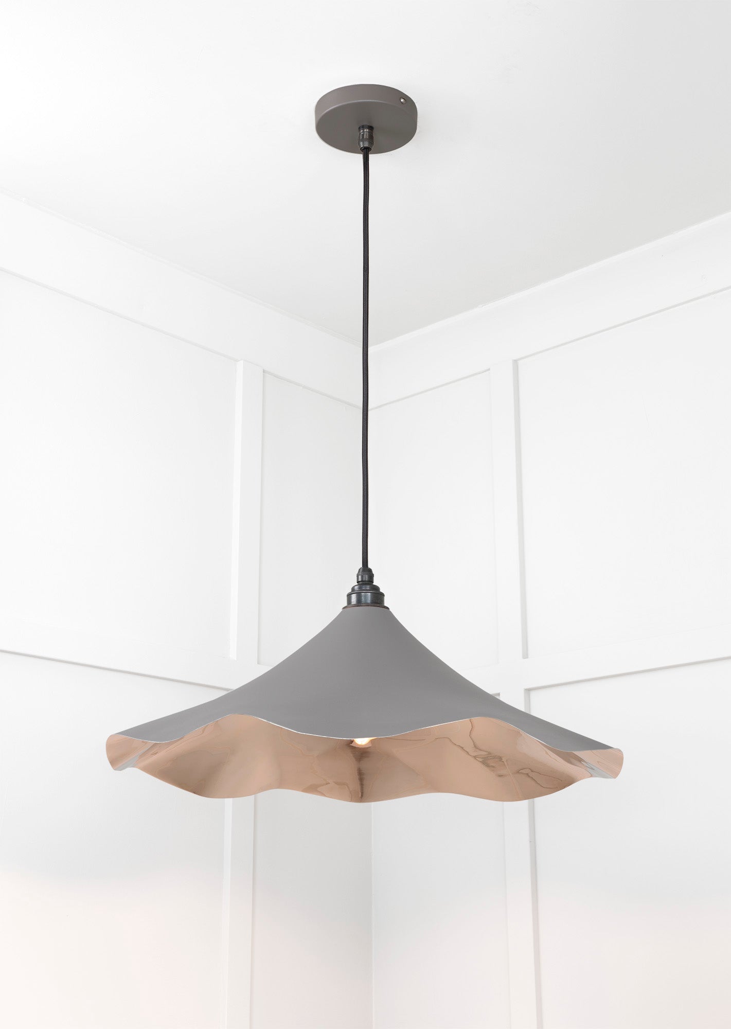 Smooth Nickel Flora Pendant Light Bluff, Underside.