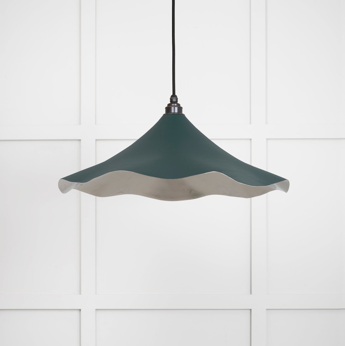 Smooth Nickel Flora Pendant Light Dingle, Front Side.