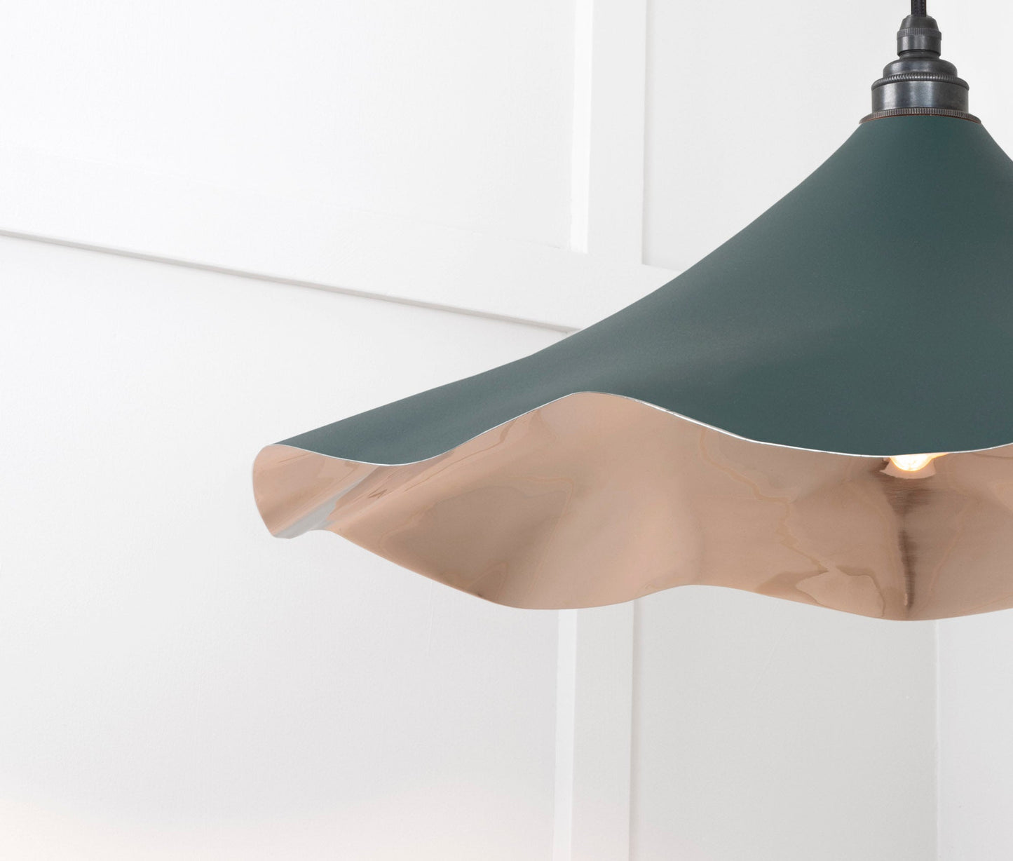 Smooth Nickel Flora Pendant Light Dingle, Detailed close up view of pendant.