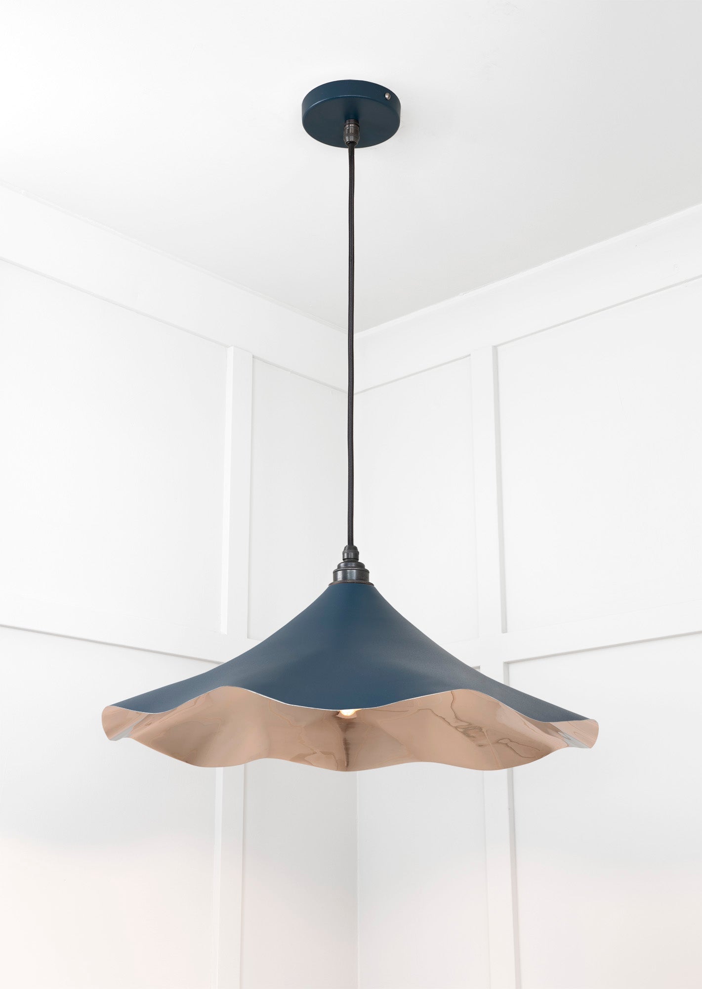 Smooth Nickel Flora Pendant Light Dusk, Underside.