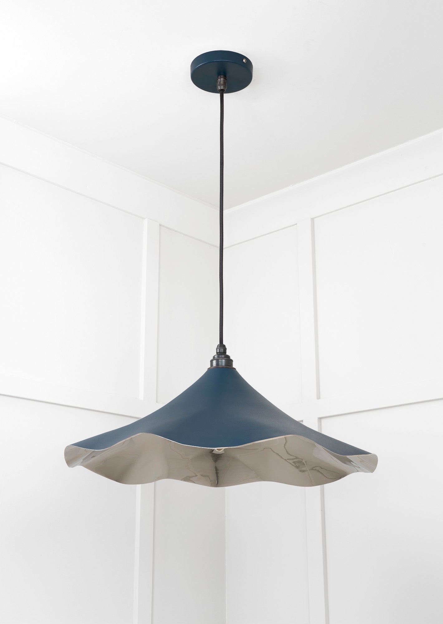Smooth Nickel Flora Pendant Light Dusk, Underside.