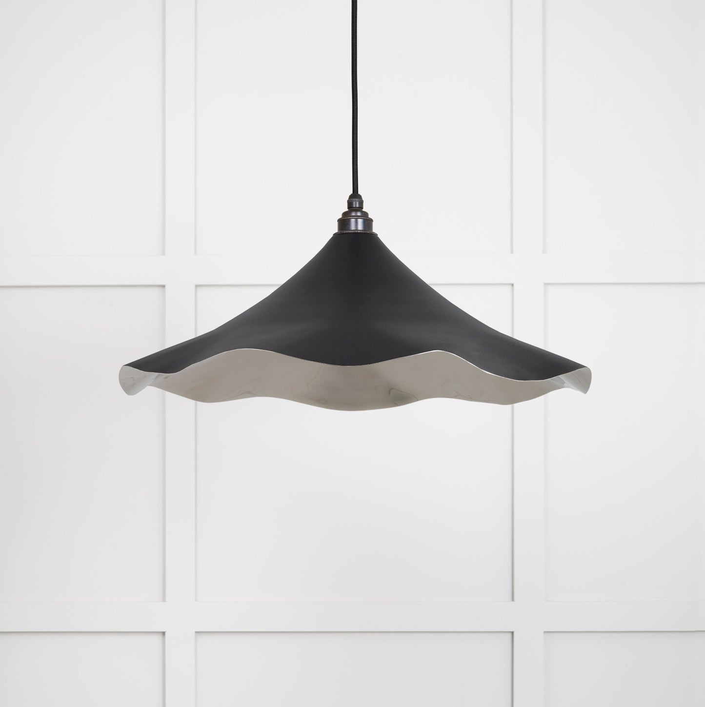 Smooth Nickel Flora Pendant Light Elan Black, Front Side.