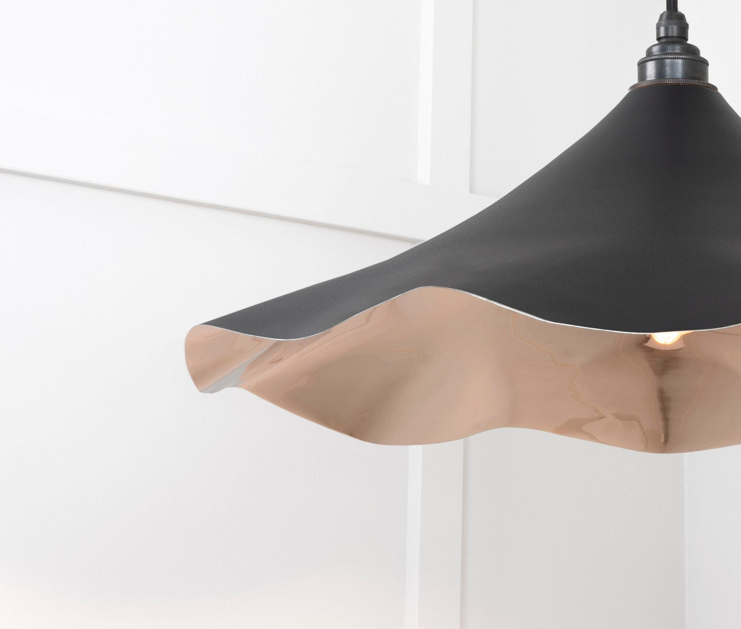 Smooth Nickel Flora Pendant Light Elan Black, Detailed close up view of pendant.