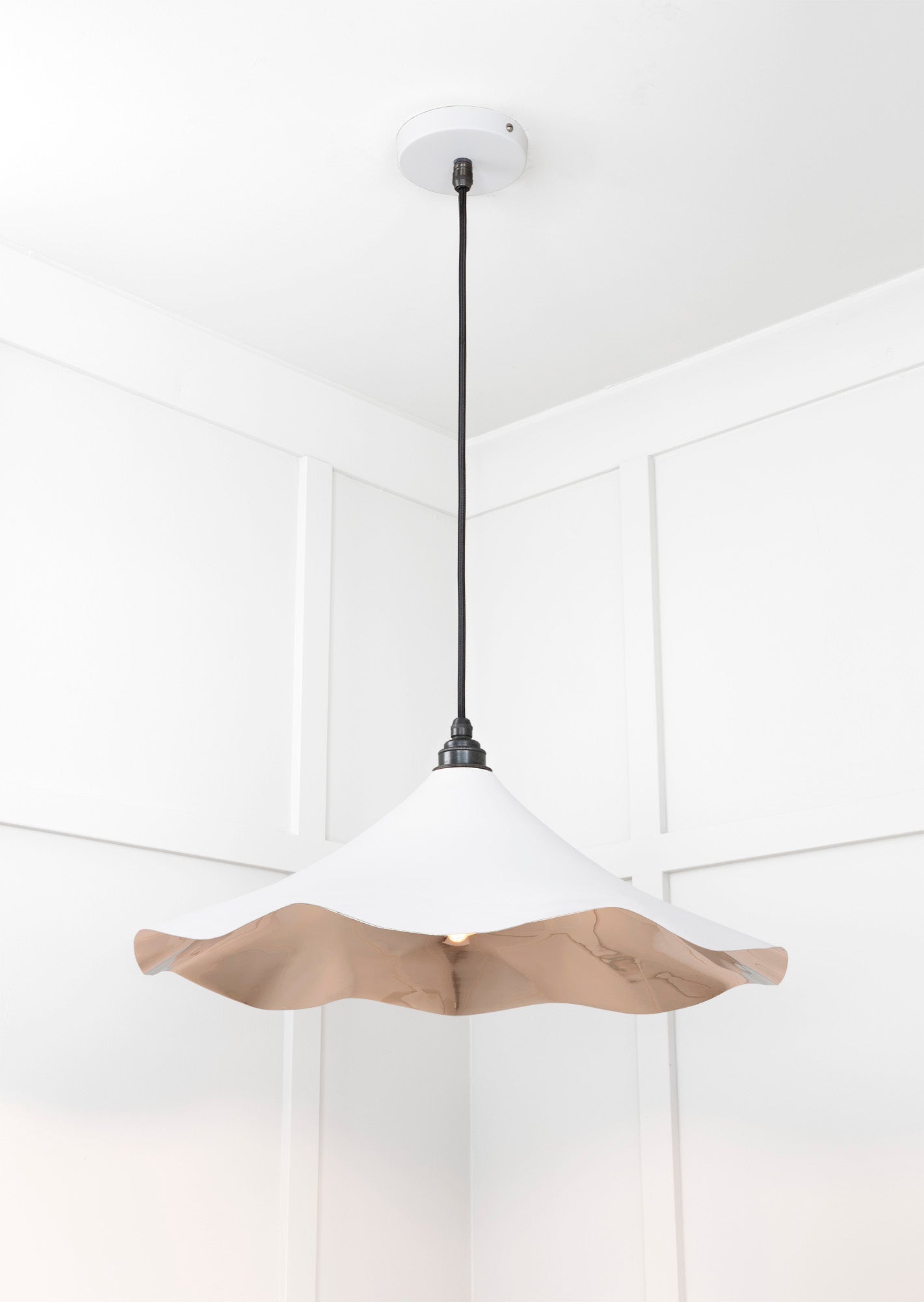 Smooth Nickel Flora Pendant Light Flock, Underside.
