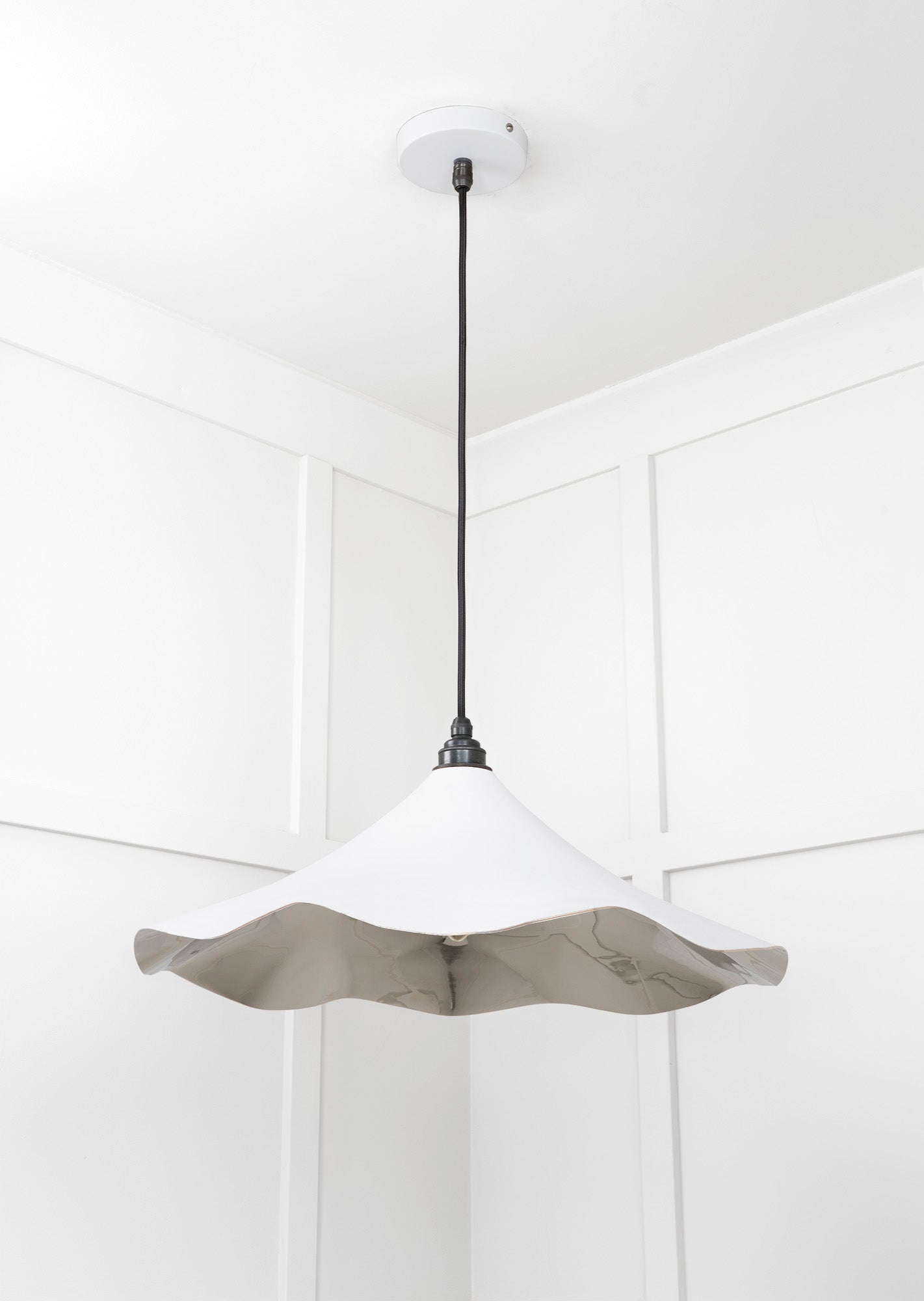 Smooth Nickel Flora Pendant Light Flock, Underside.