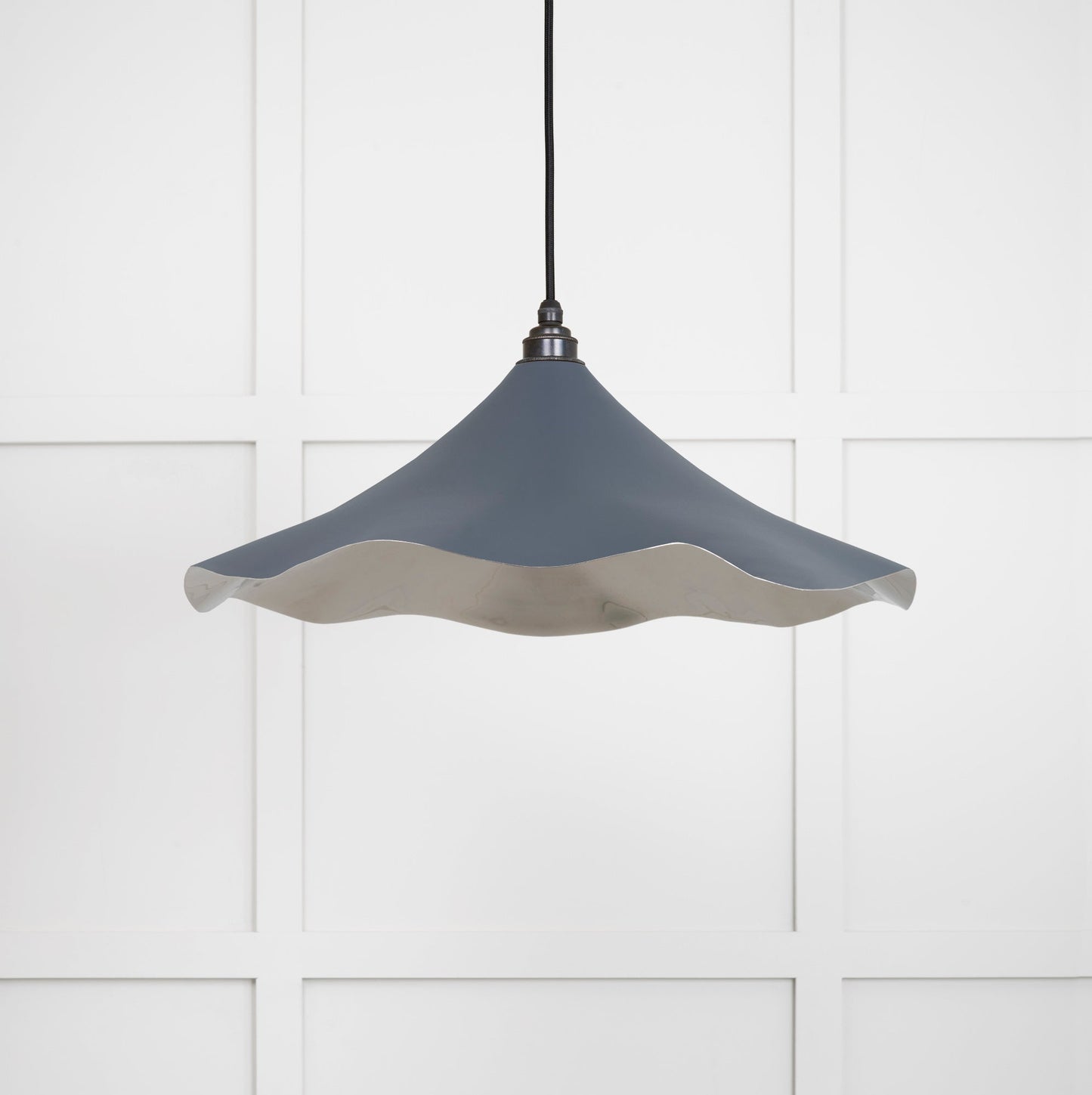 Smooth Nickel Flora Pendant Light Slate, Front Side.