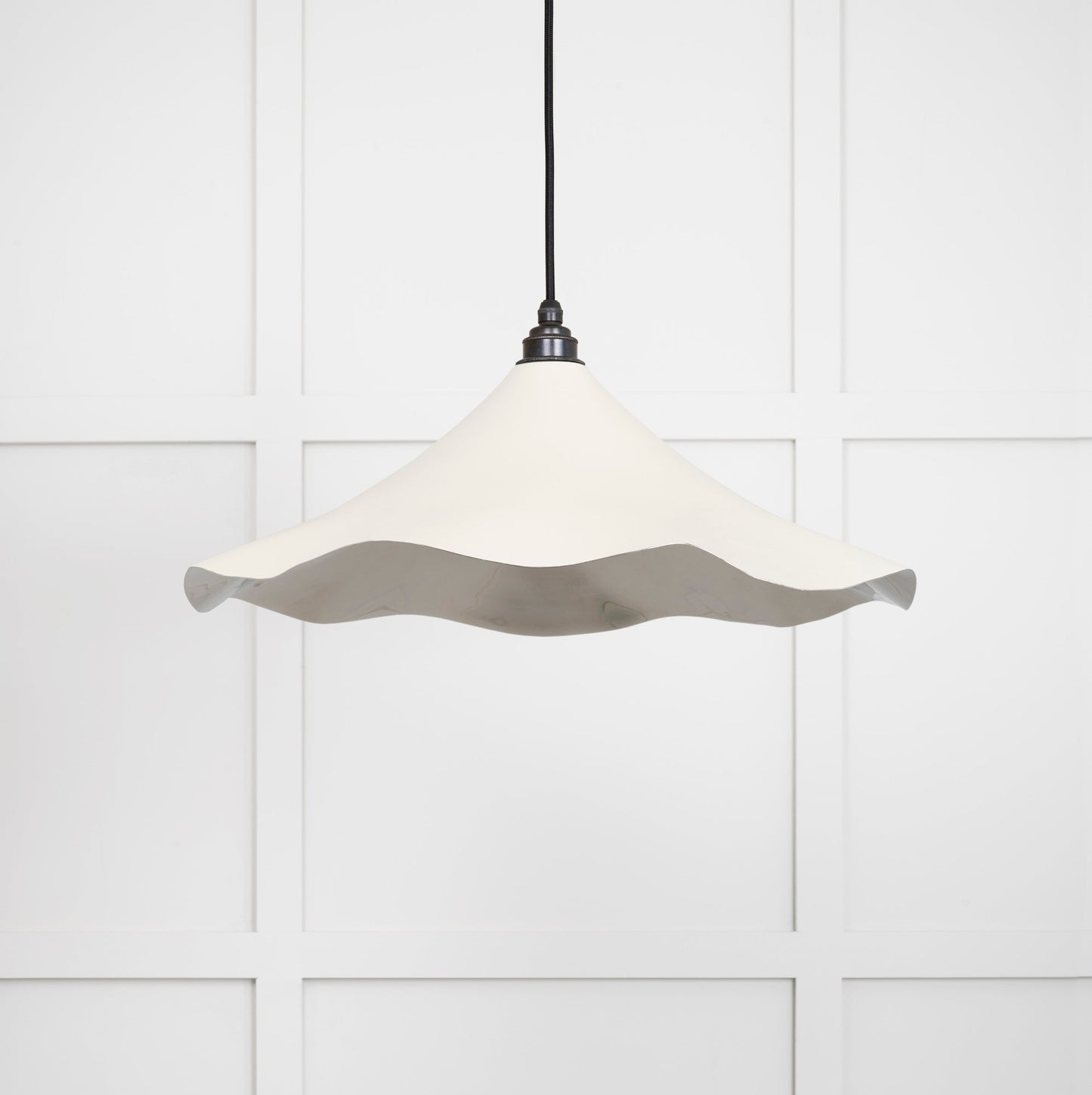 Smooth Nickel Flora Pendant Light Teasel, Front Side.