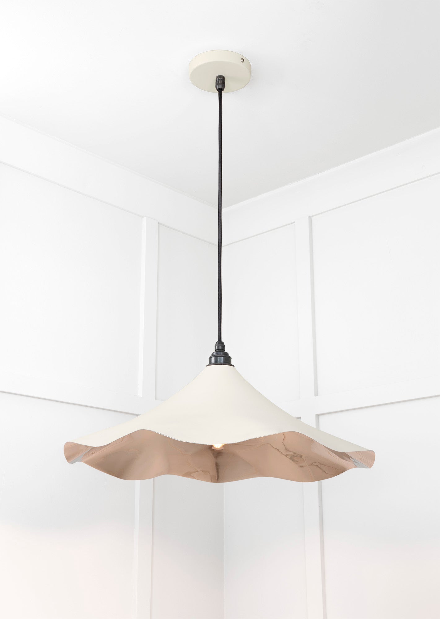 Smooth Nickel Flora Pendant Light Teasel, Underside.