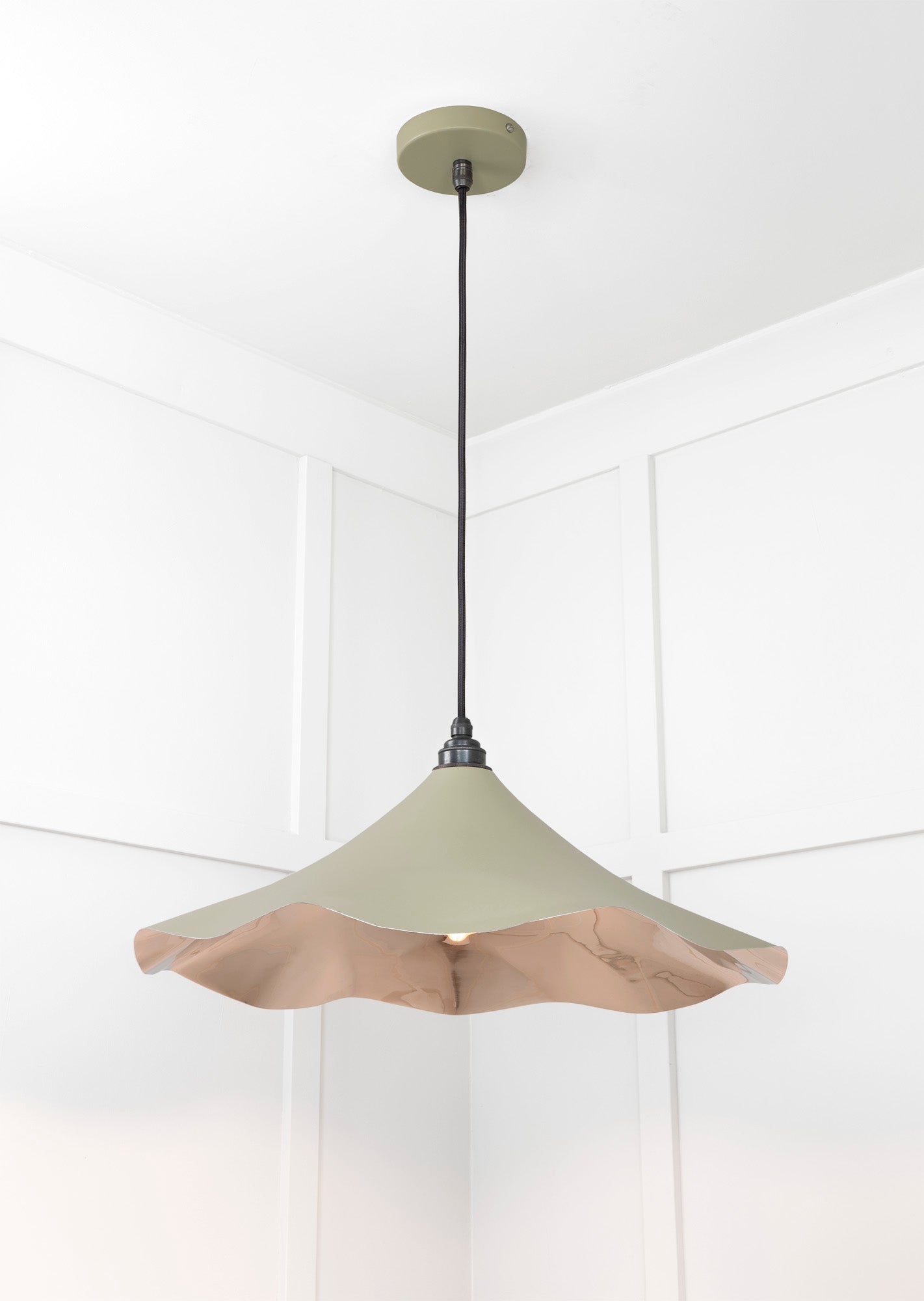 Smooth Nickel Flora Pendant Light Tump, Underside.
