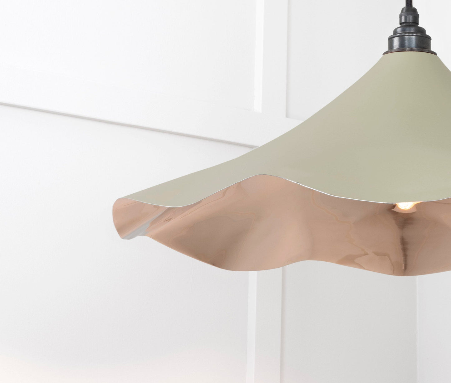 Smooth Nickel Flora Pendant Light Tump, Detailed close up view of pendant.