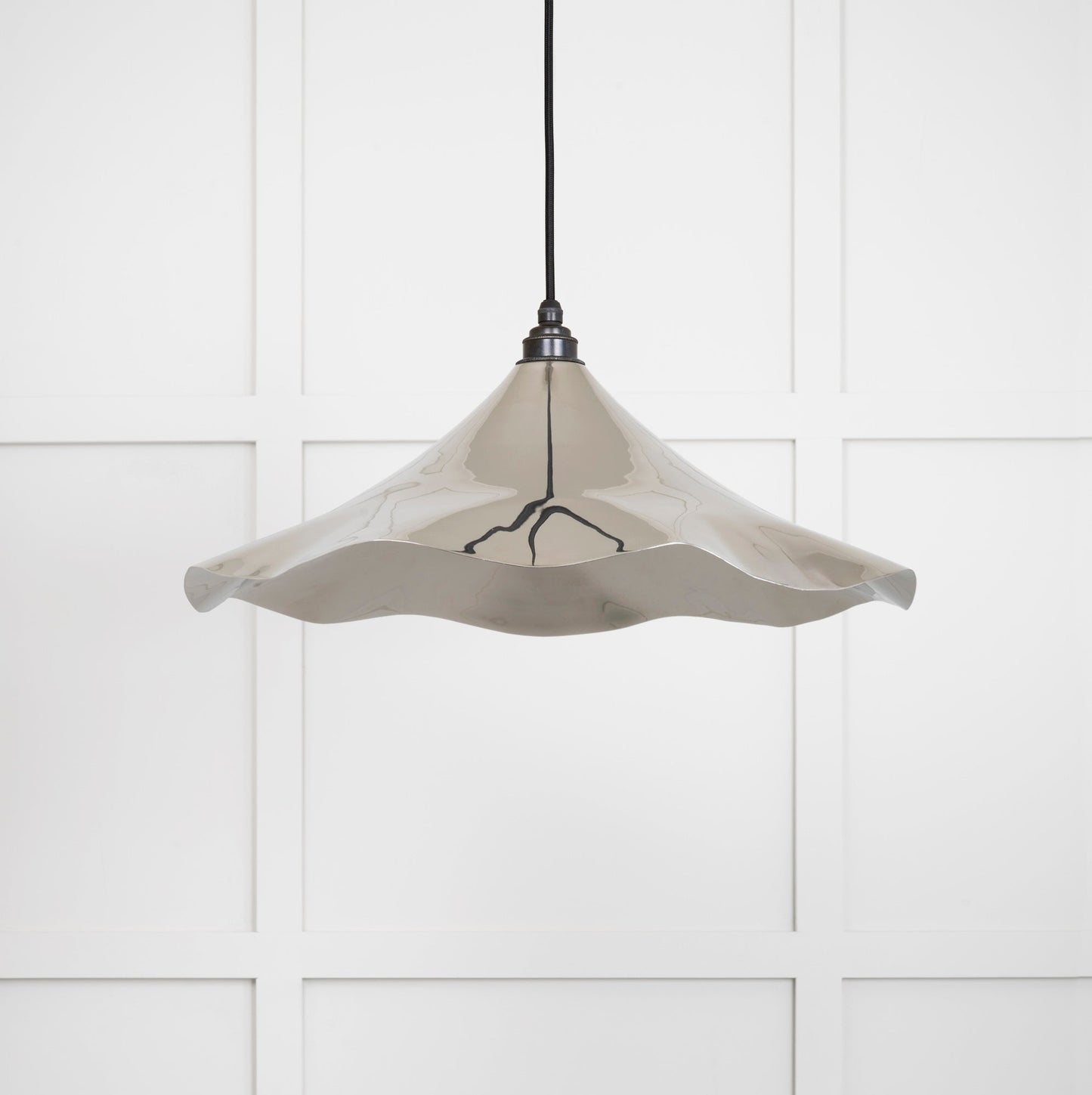 Smooth Nickel Flora Pendant Light , Front Side.