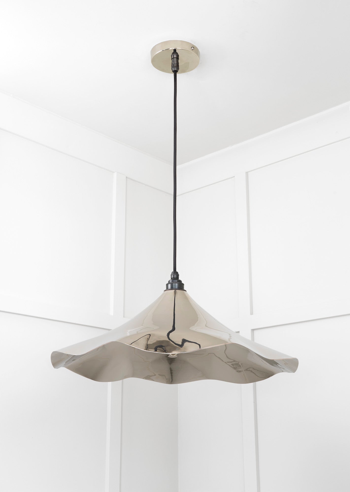 Smooth Nickel Flora Pendant Light , Underside.