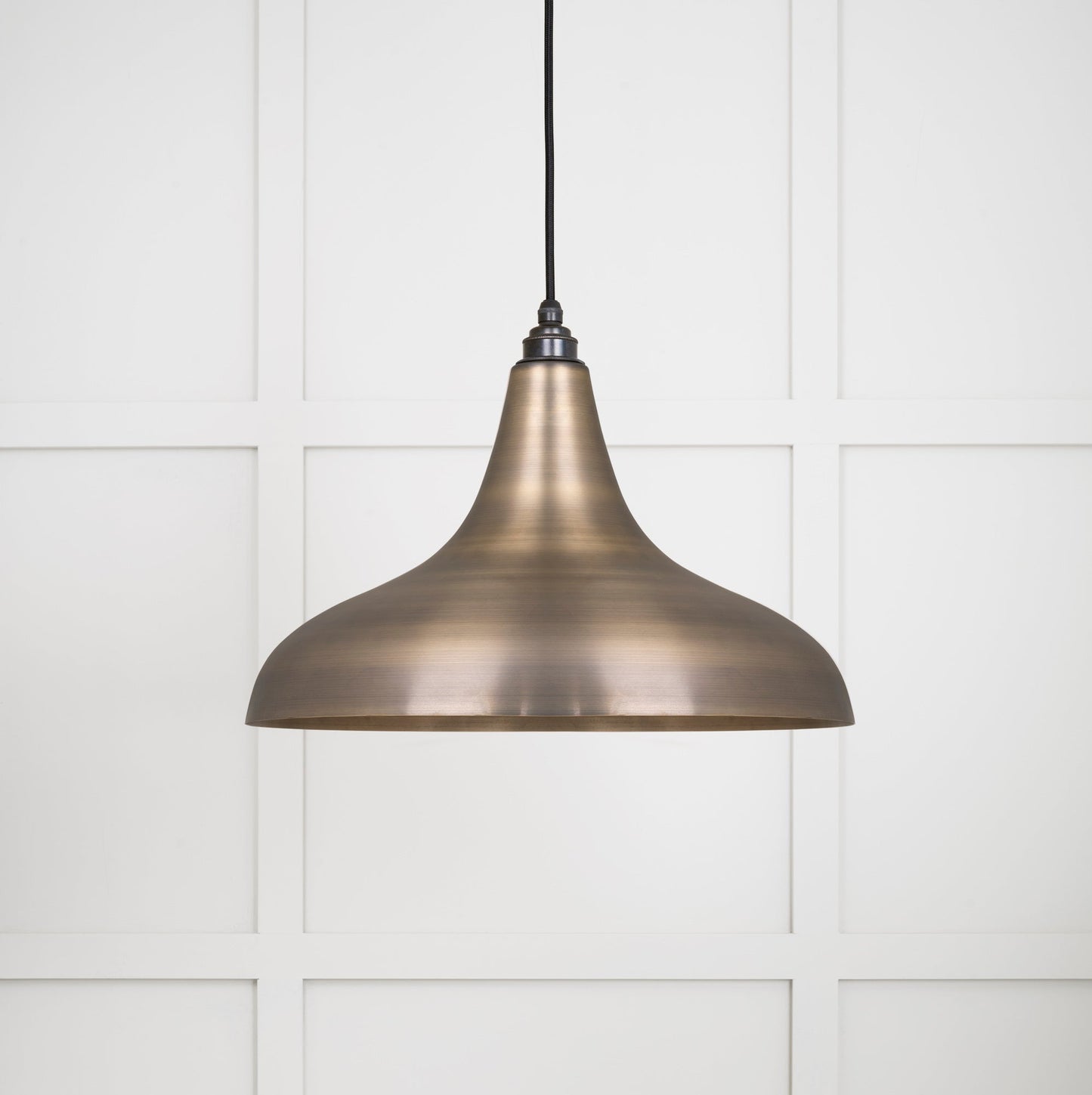 Aged Brass Frankley Pendant Light , Front Side.