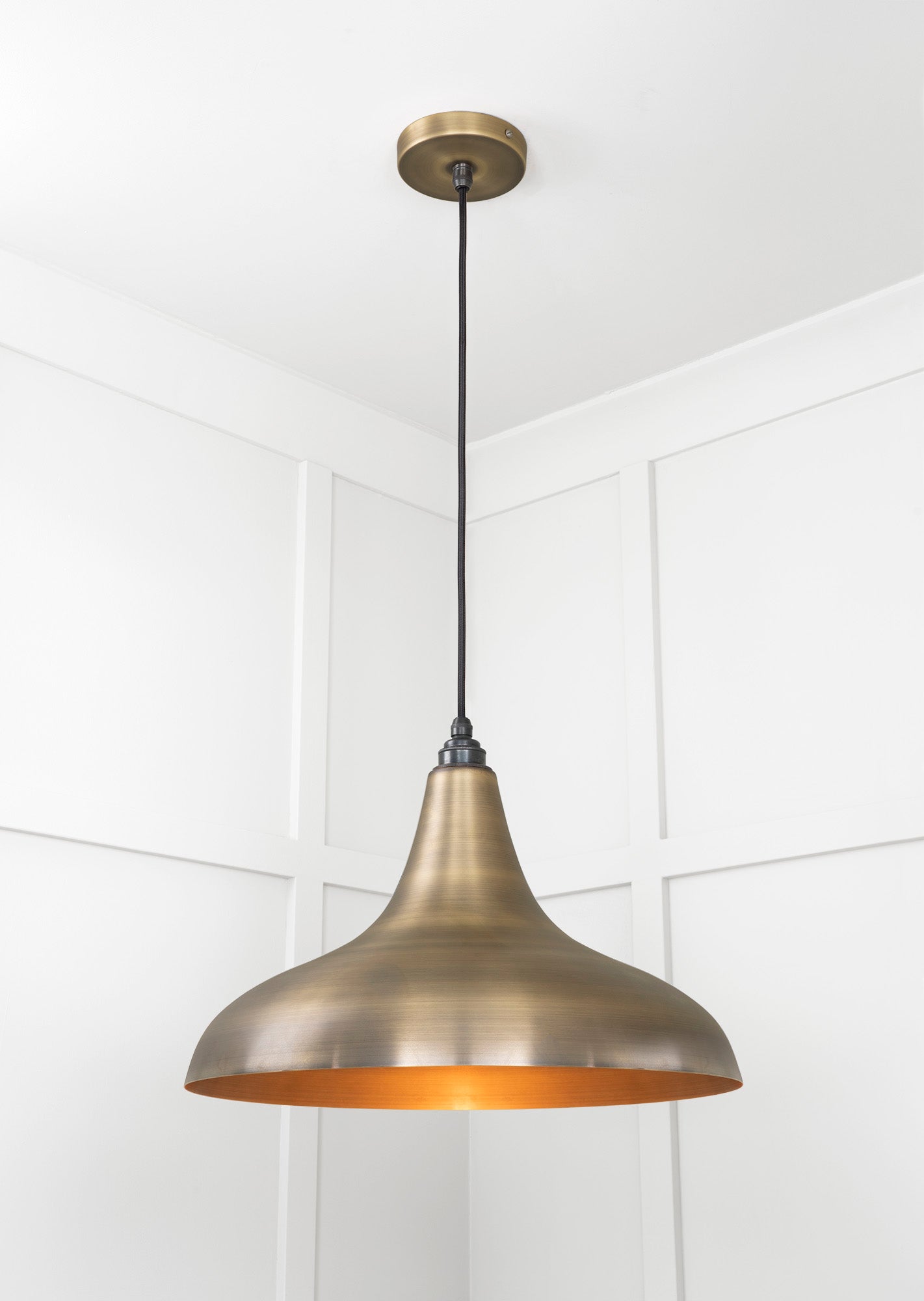 Aged Brass Frankley Pendant Light , Underside.
