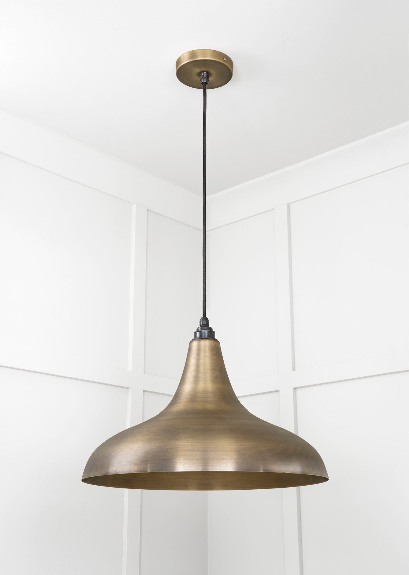 Aged Brass Frankley Pendant Light , Underside.